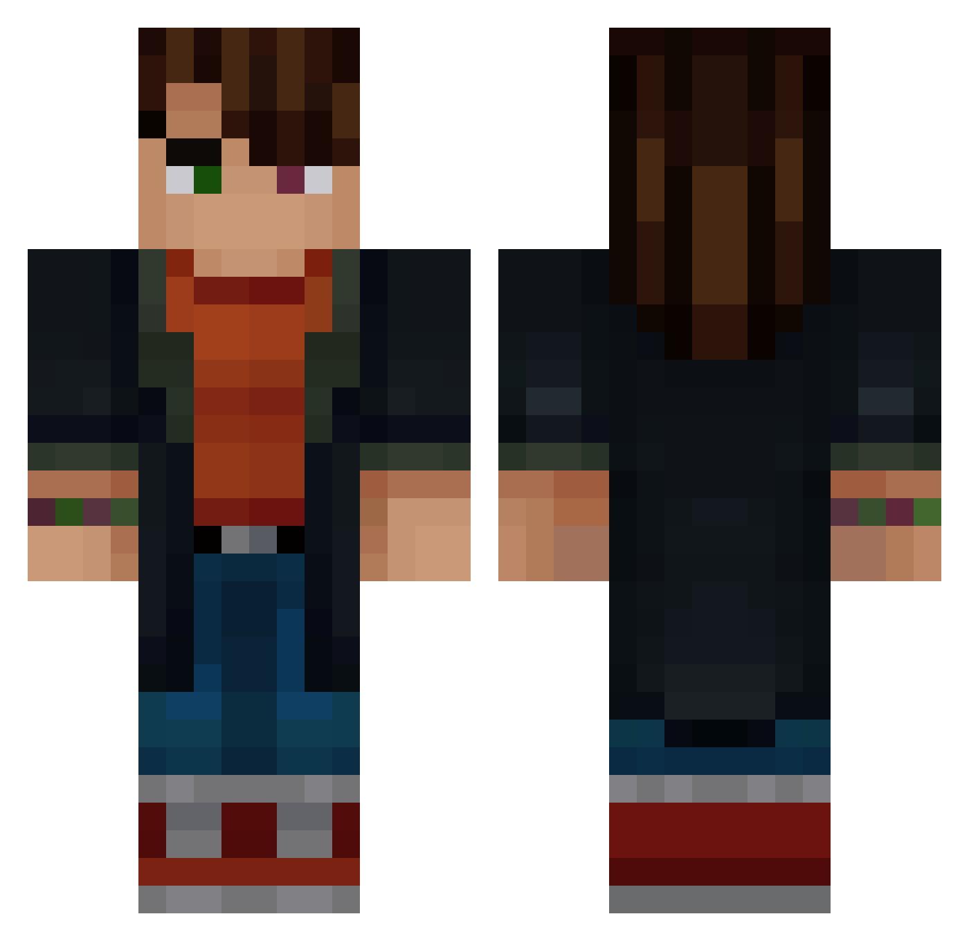 qStoryteller Minecraft skin, front and back view