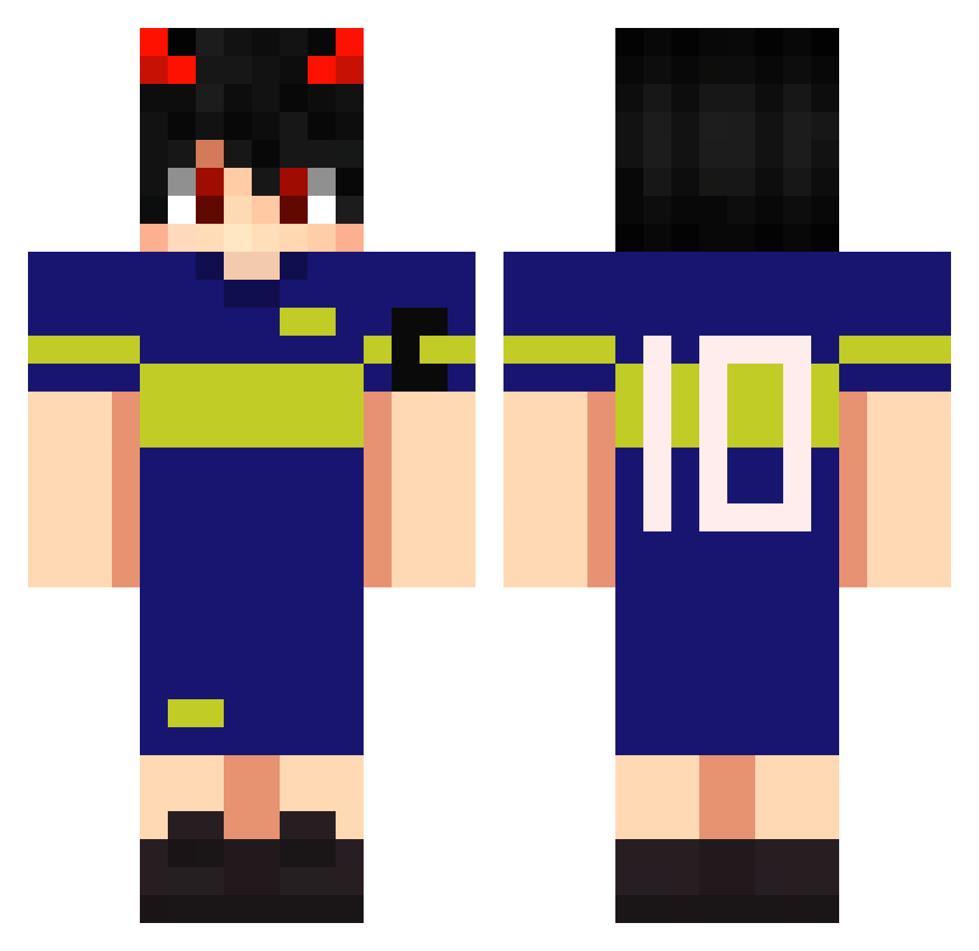 TimePlayed Minecraft skin, front and back view