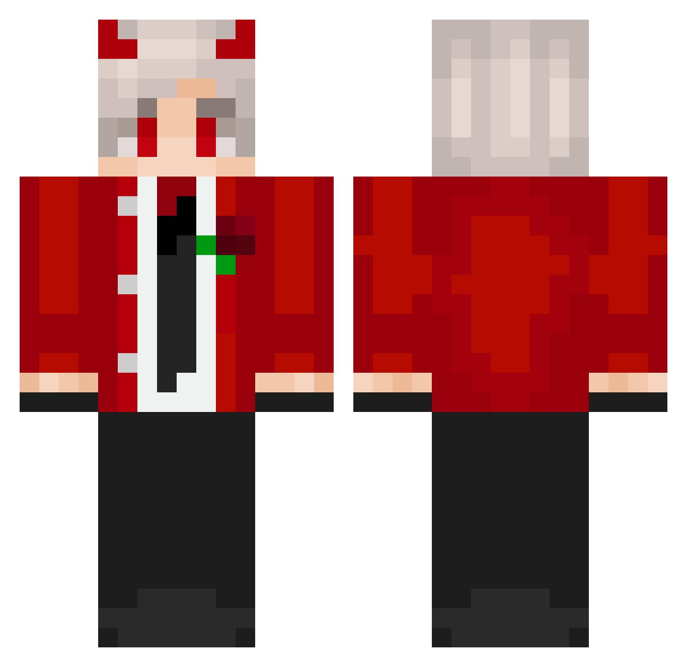 Too__Long Minecraft skin, front and back view