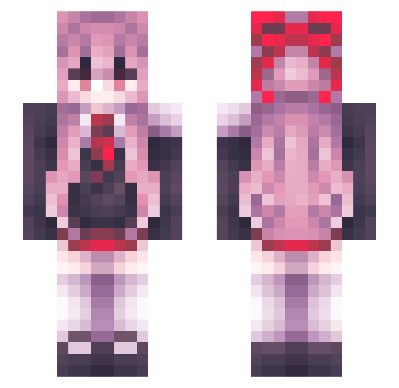 deSitterSpace Minecraft skin, front and back view