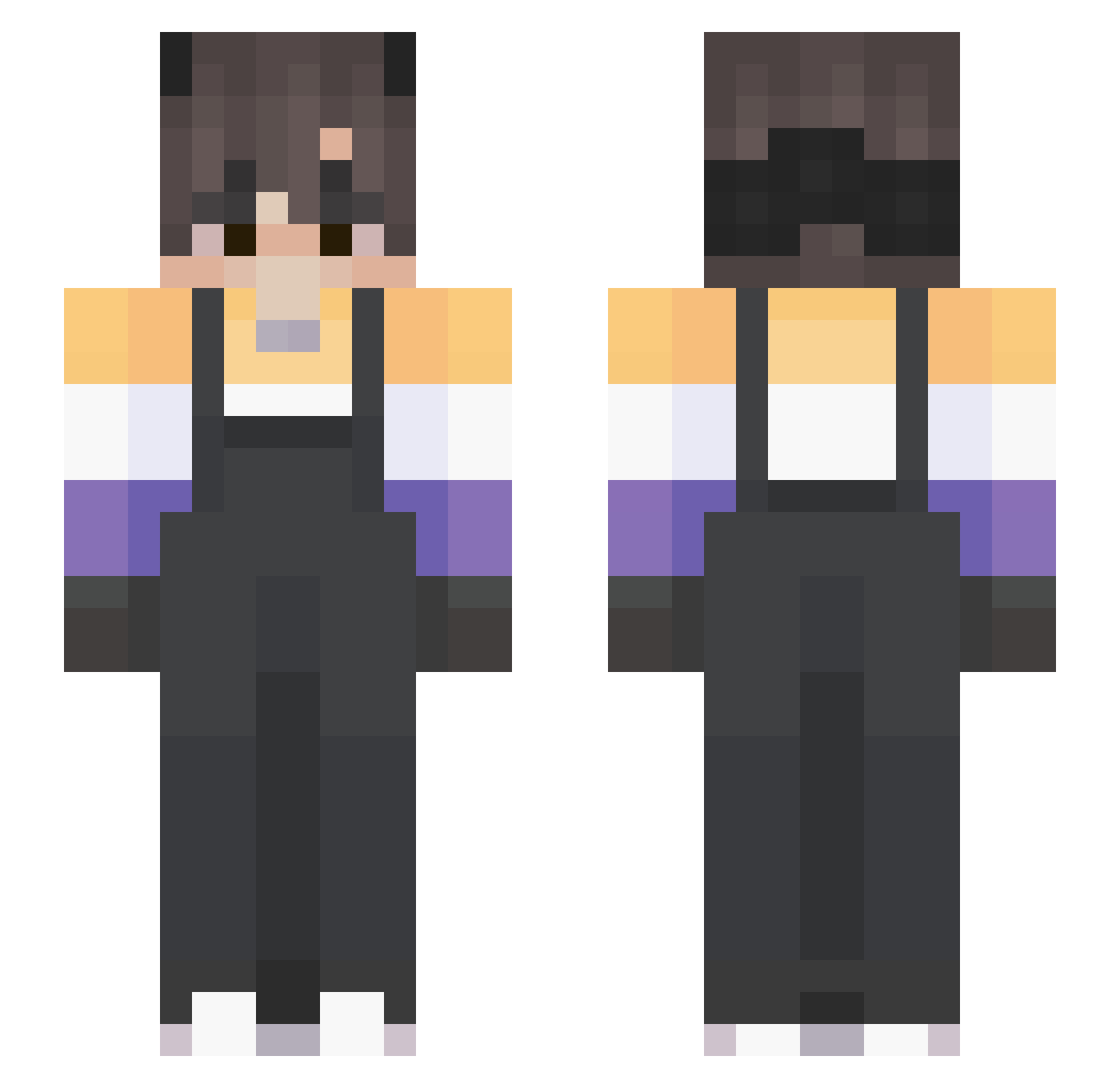 LYMUX Minecraft skin, front and back view