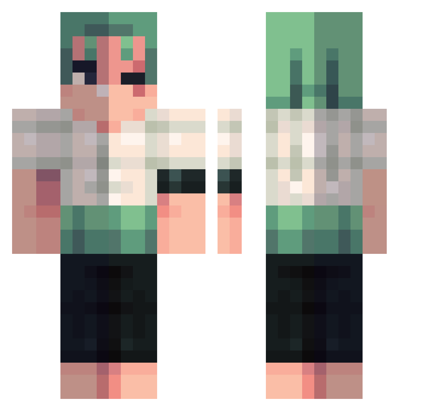 Tractility Minecraft skin, front and back view