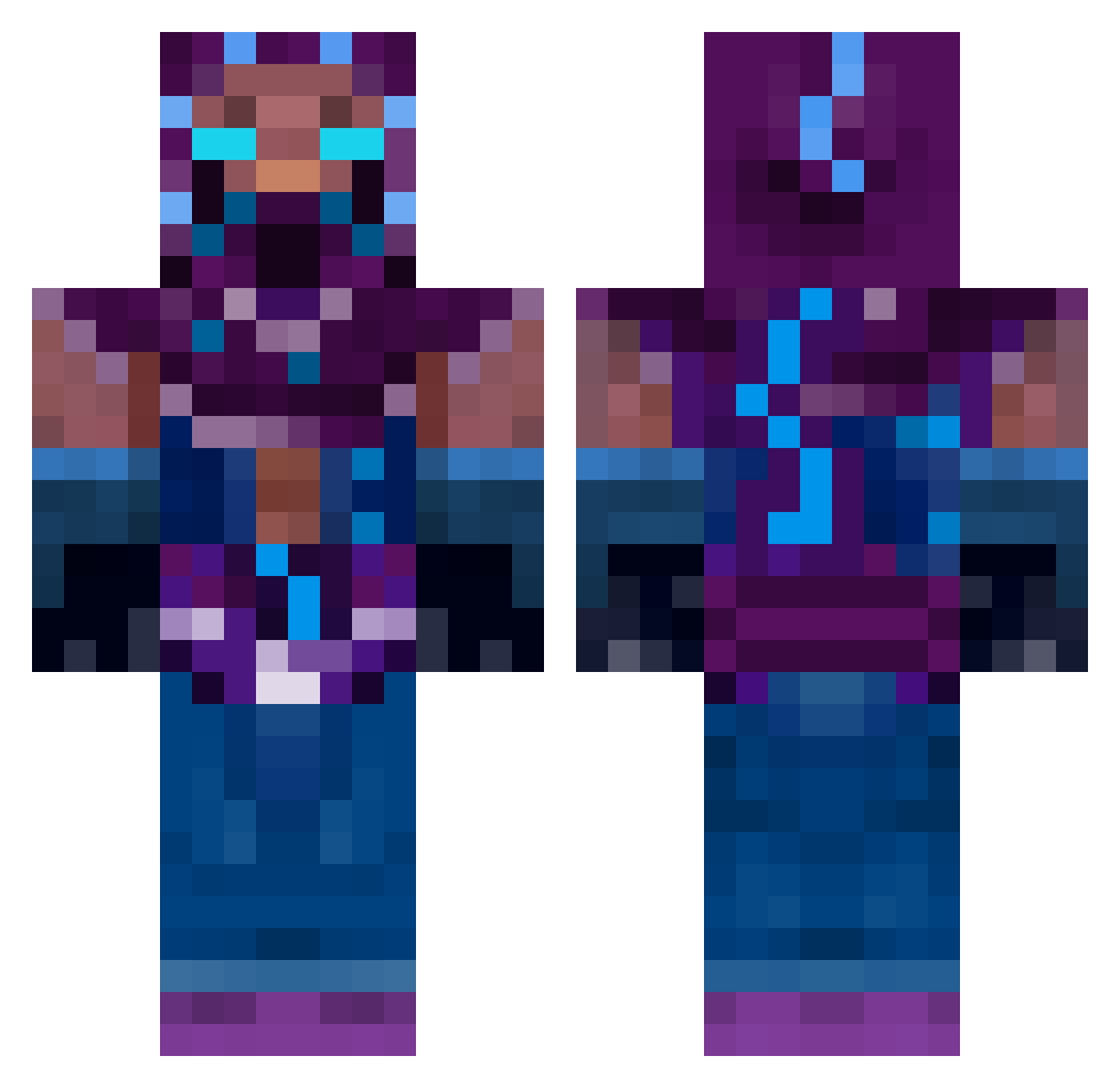Aliyas Minecraft skin, front and back view