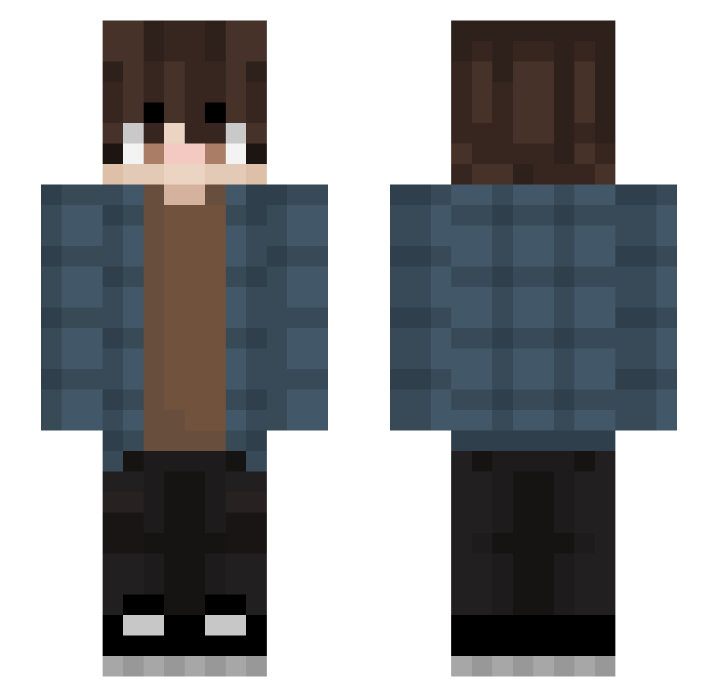 YuIux Minecraft skin, front and back view