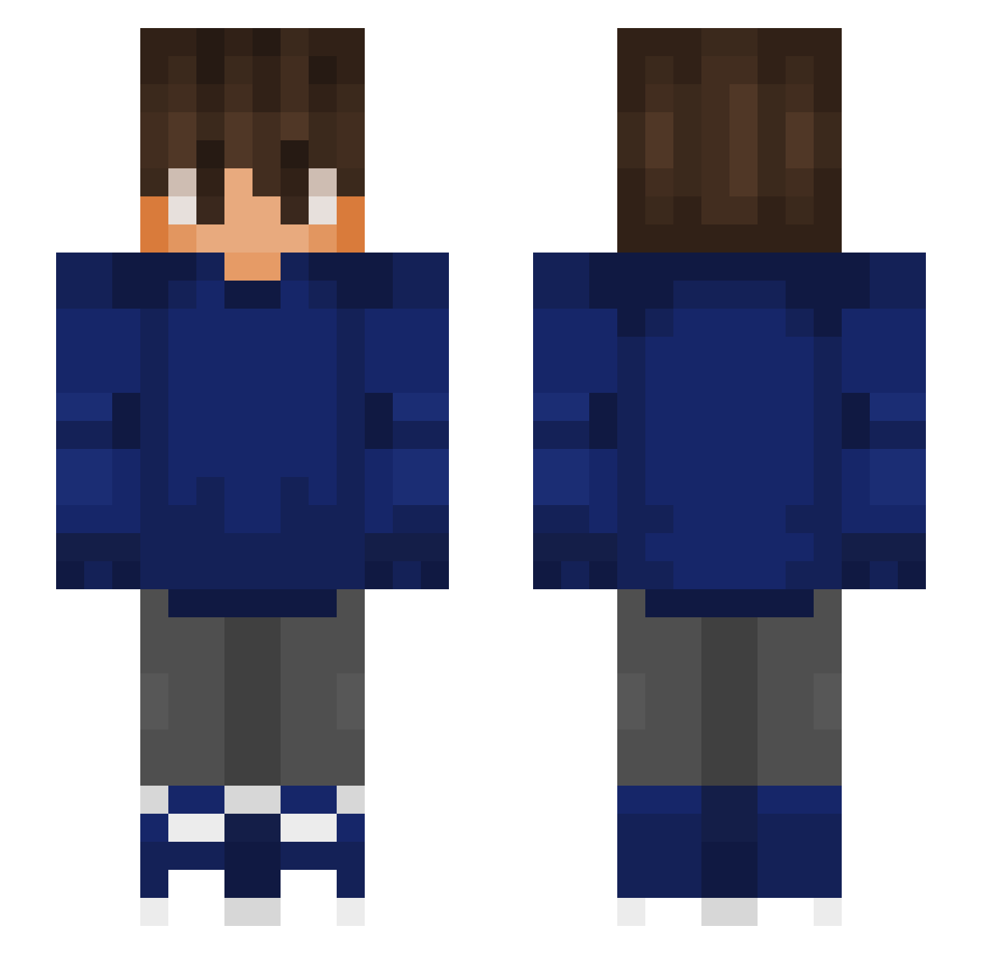YoungMebeAndRich Minecraft skin, front and back view