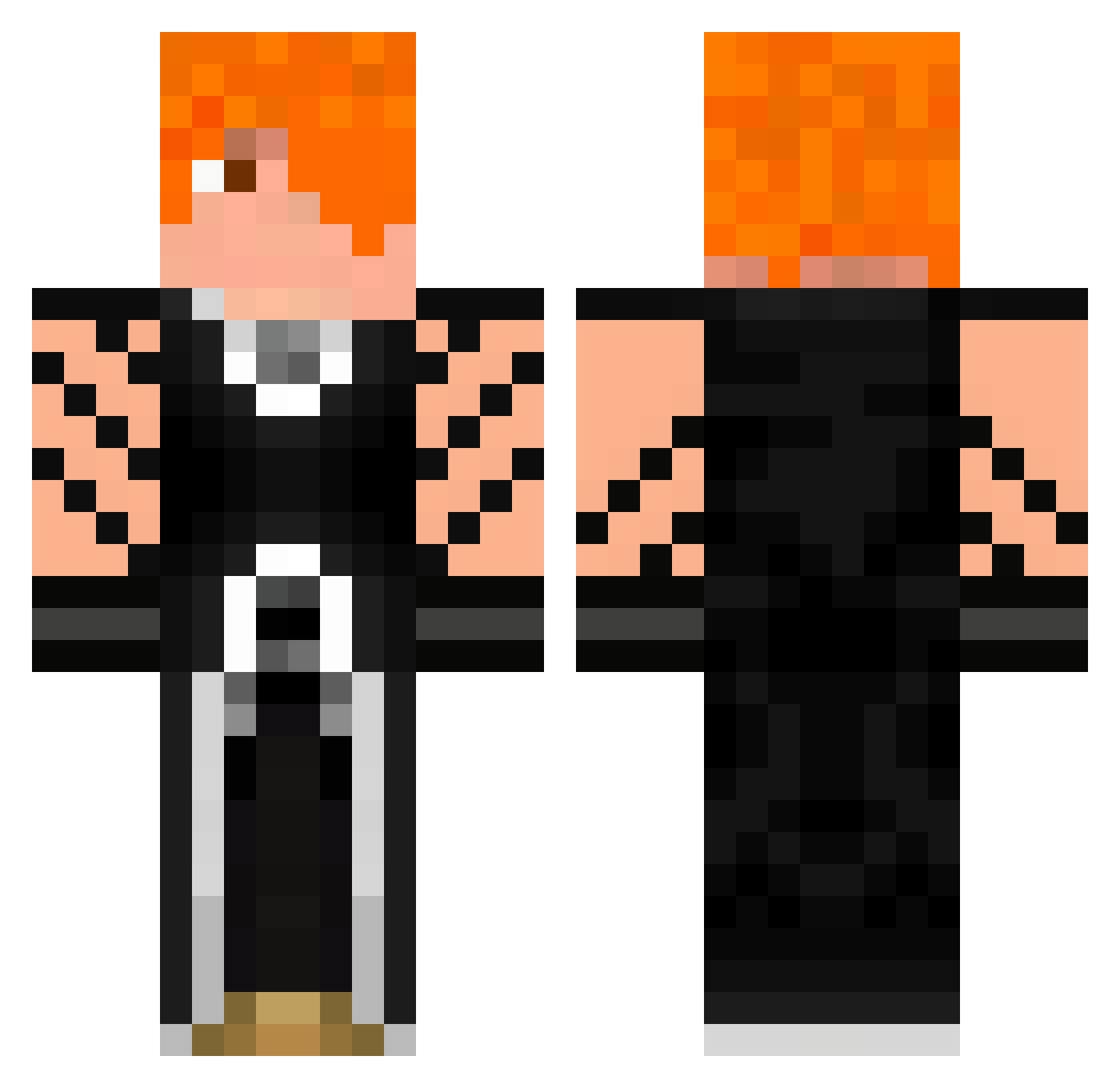 sipes Minecraft skin, front and back view