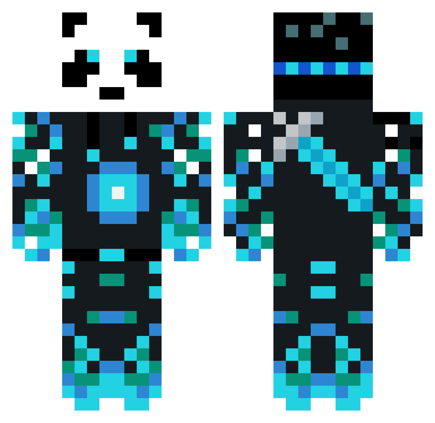 Blastcast Minecraft skin, front and back view