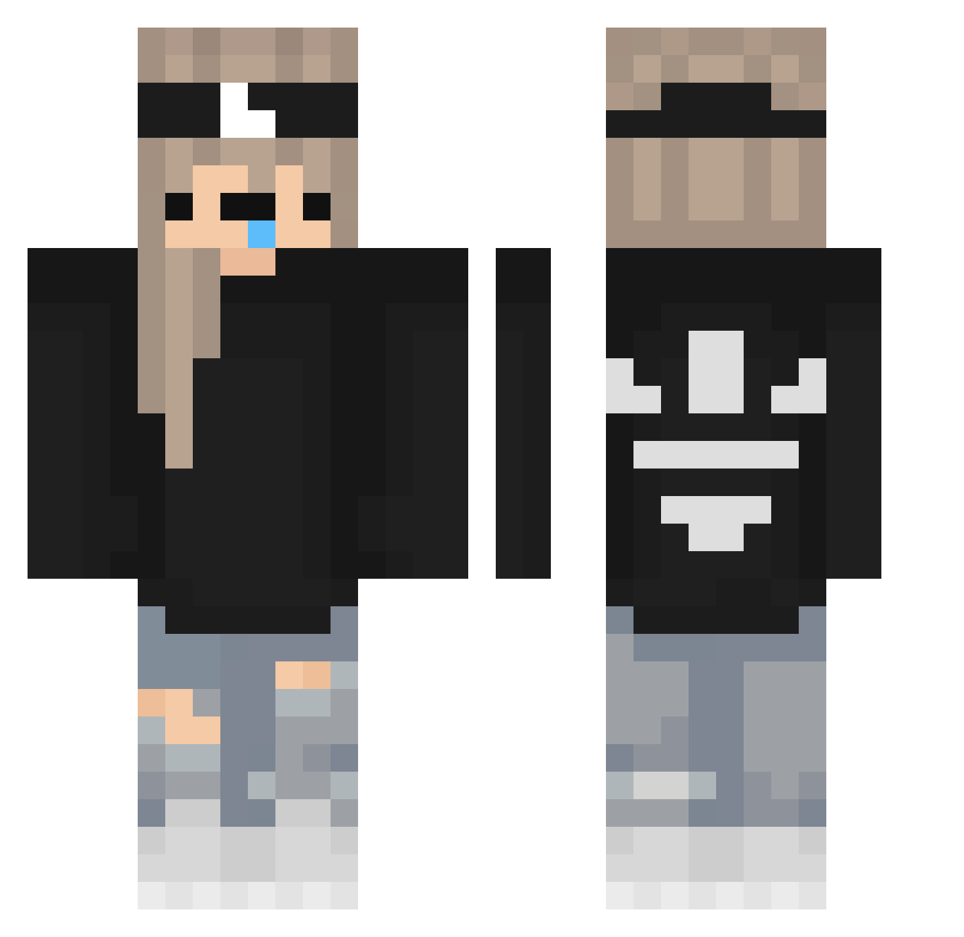 Tattled Minecraft skin, front and back view