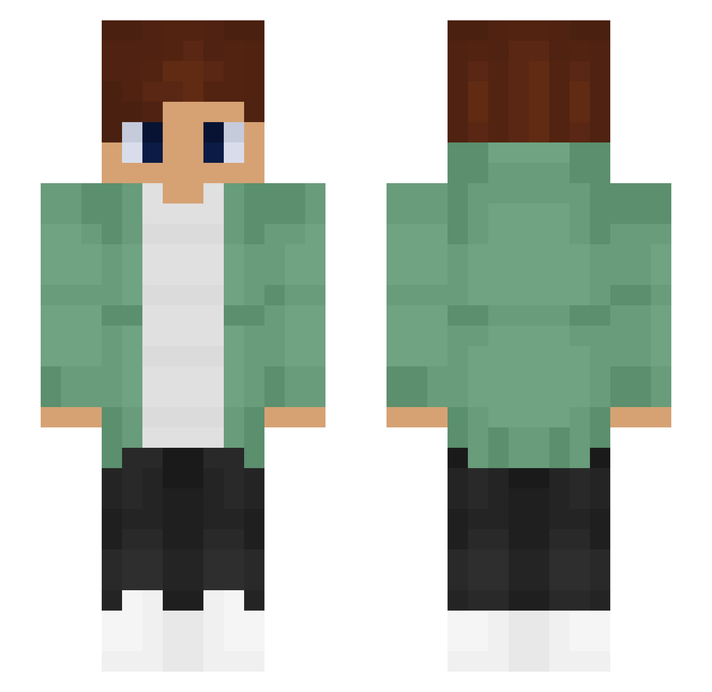 T3mo Minecraft skin, front and back view