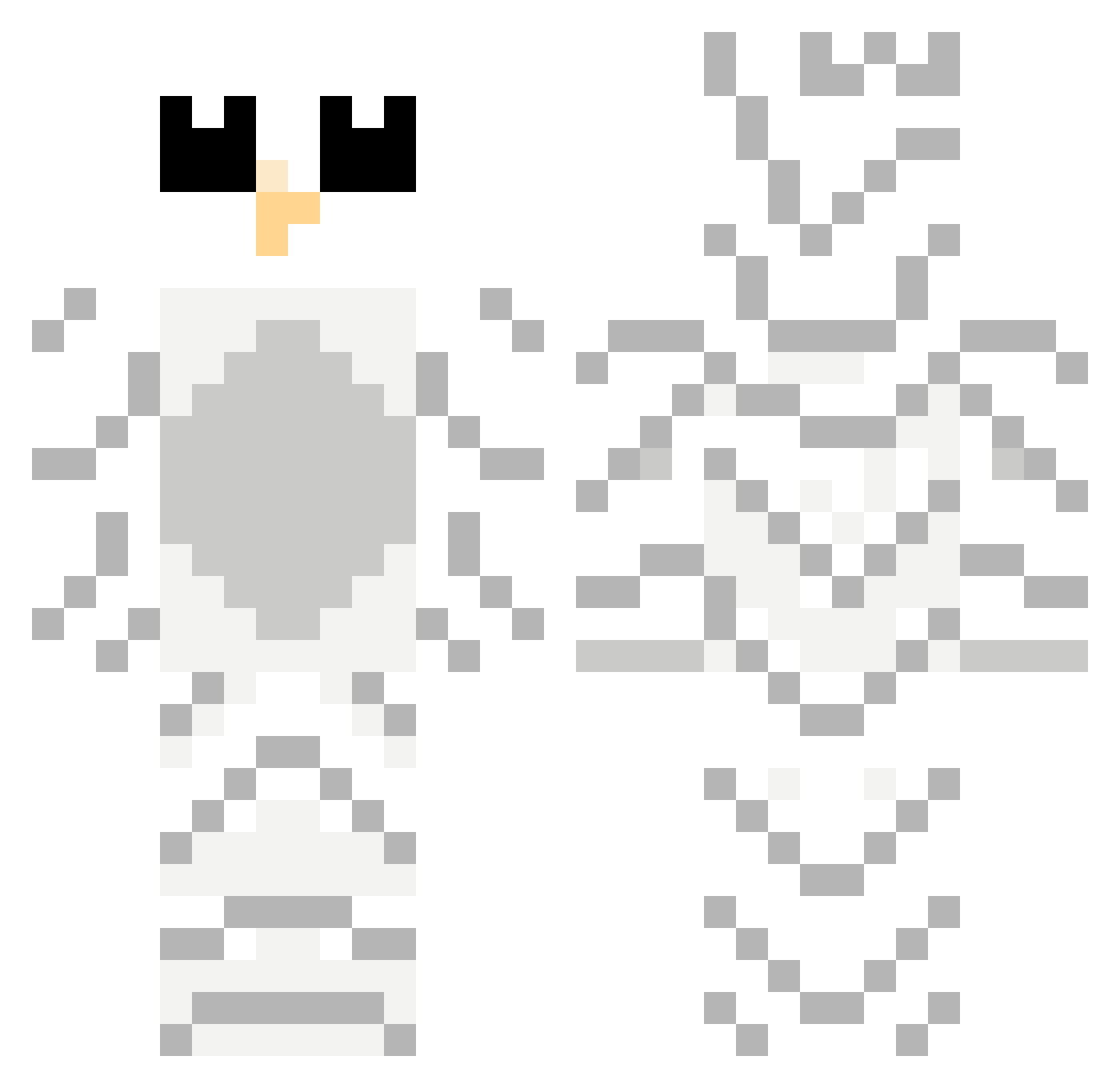 Hedwig Minecraft skin, front and back view