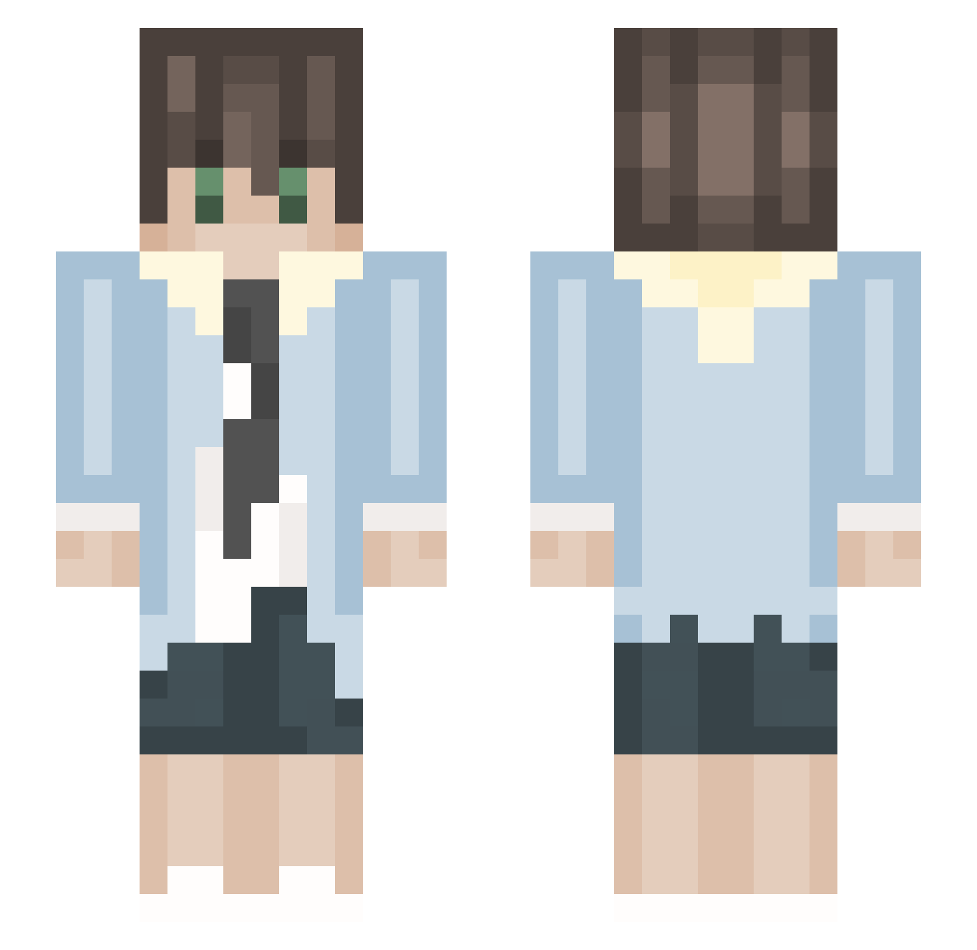 Zefr0de Minecraft skin, front and back view