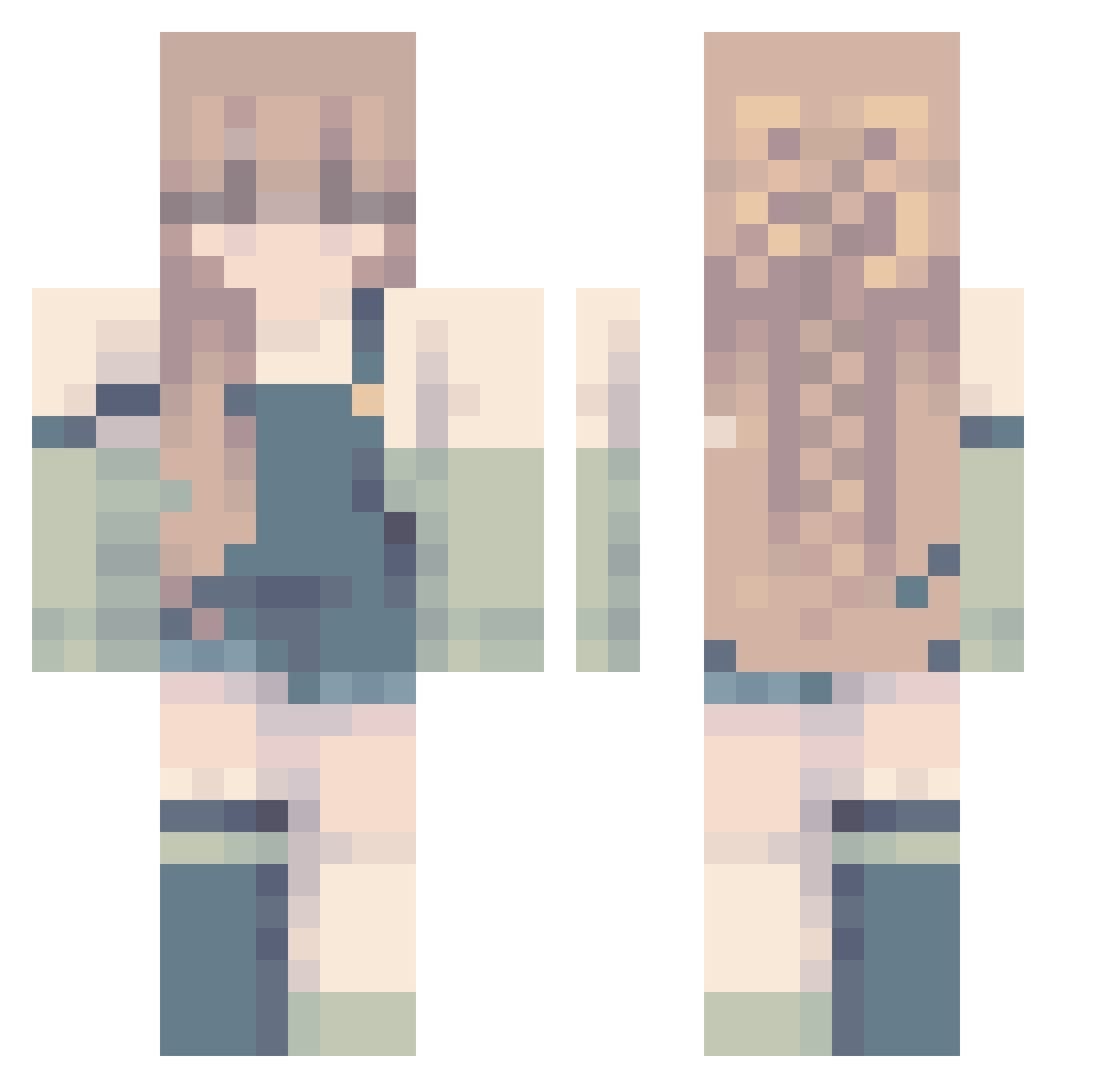 Kradook Minecraft skin, front and back view
