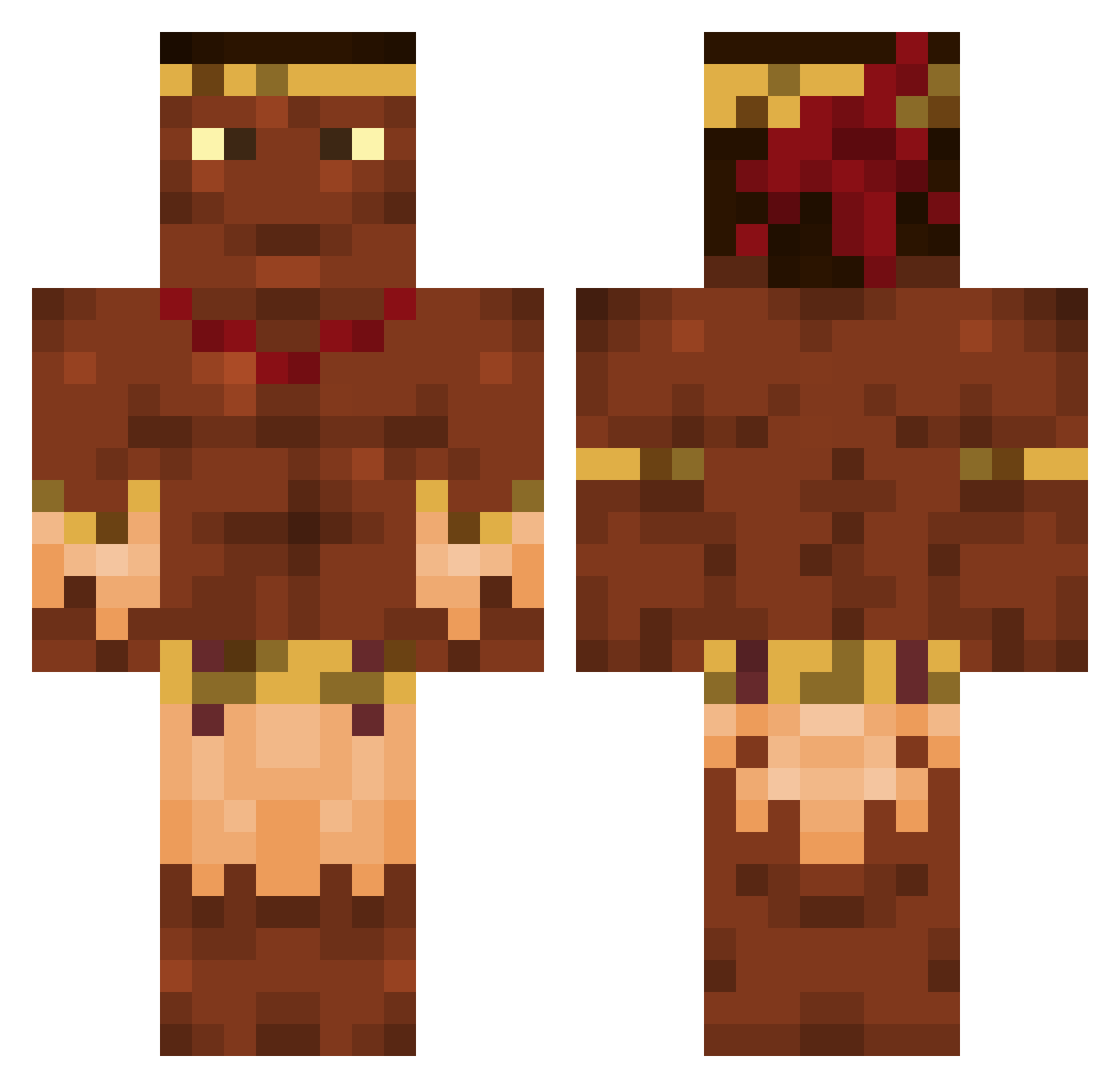 Bruce_Uganda Minecraft skin, front and back view