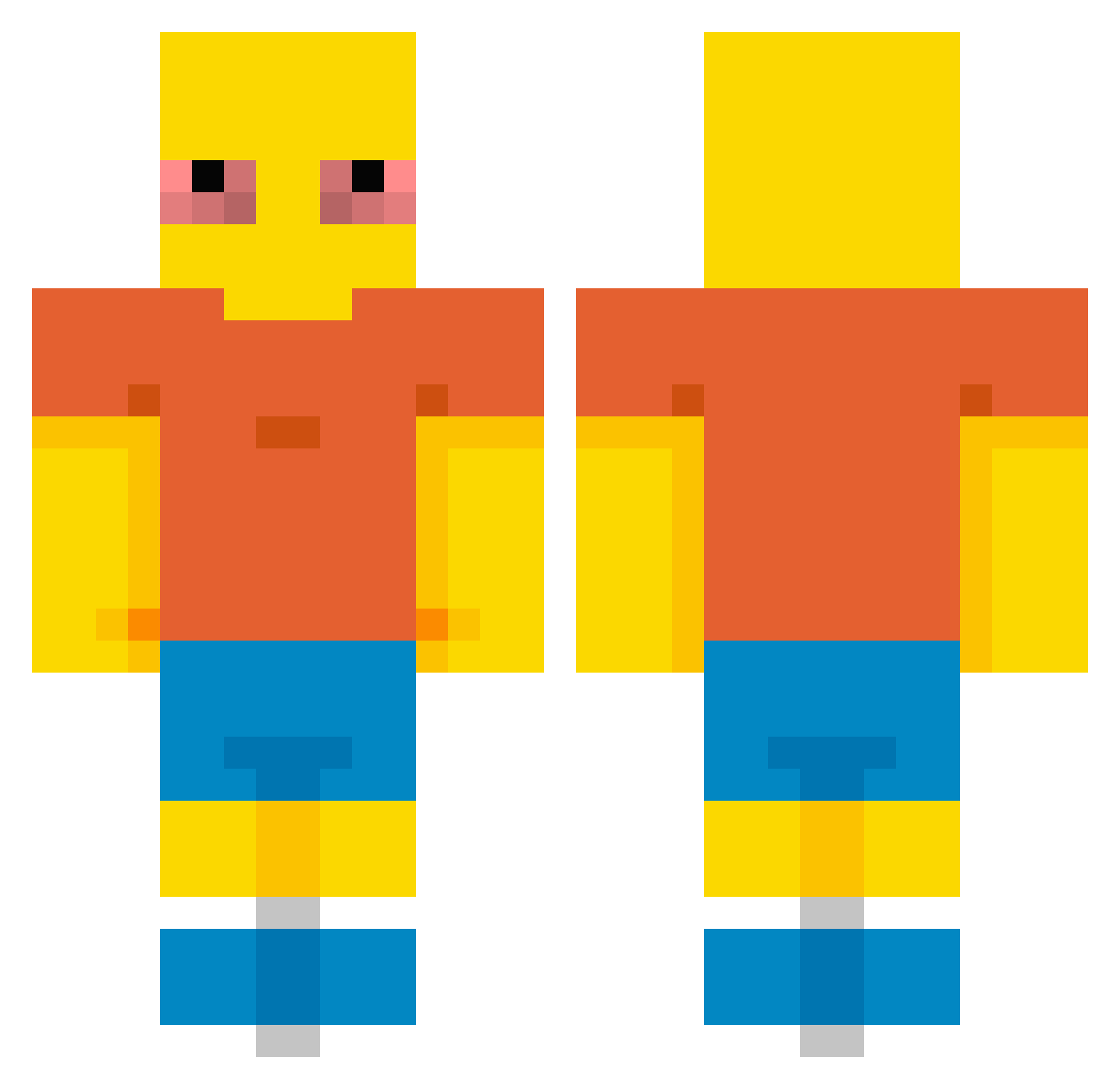 26g Minecraft skin, front and back view
