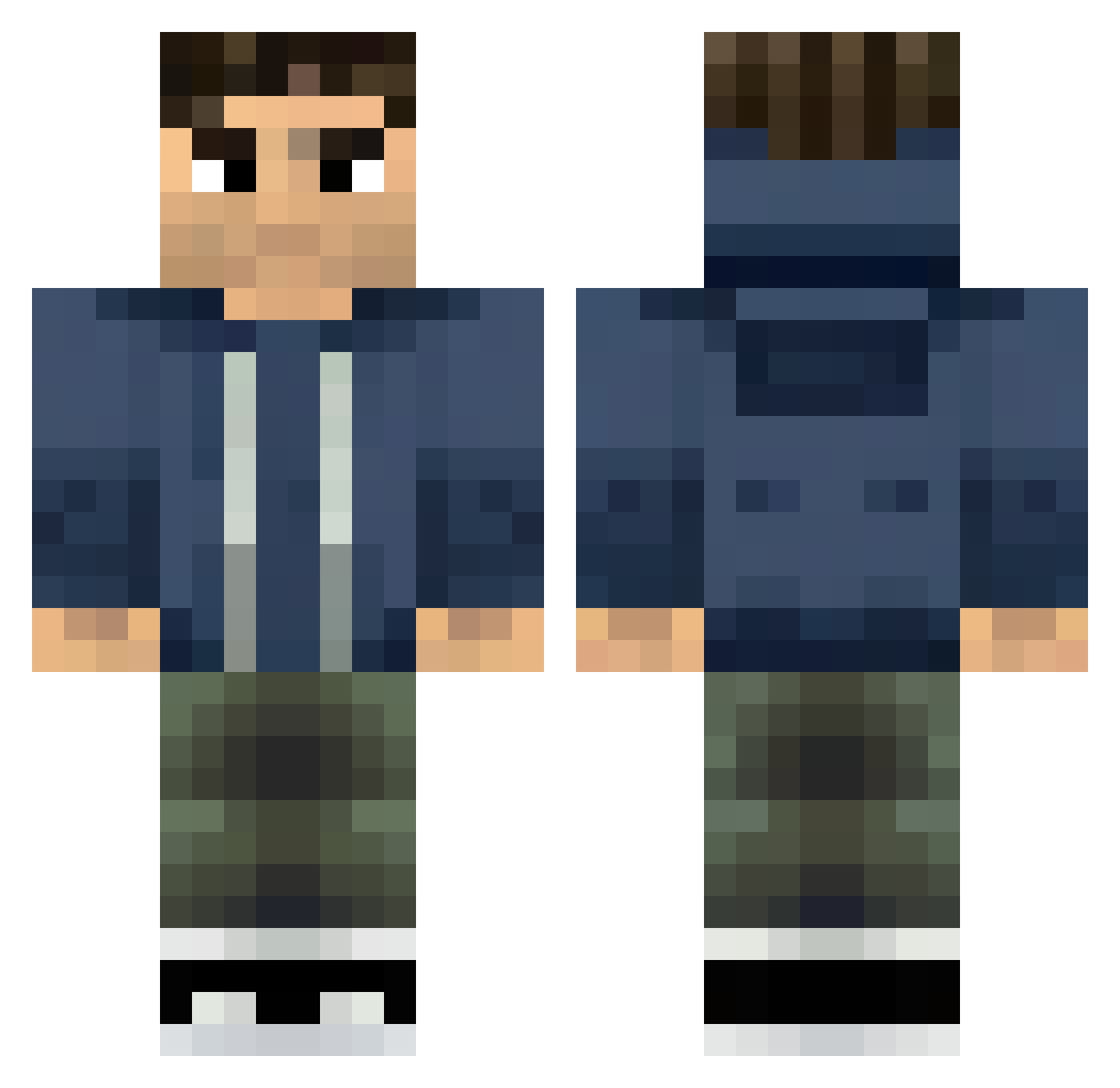shortwave Minecraft skin, front and back view