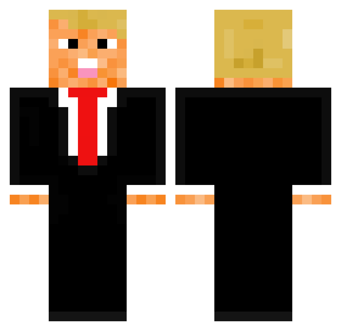 Yentes Minecraft skin, front and back view