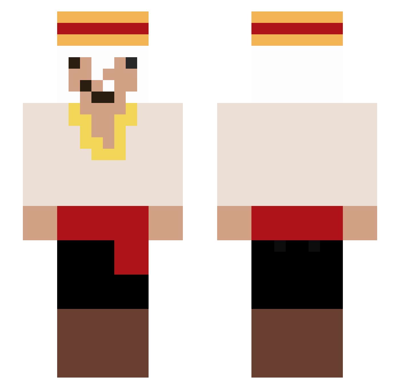 straluffy Minecraft skin, front and back view
