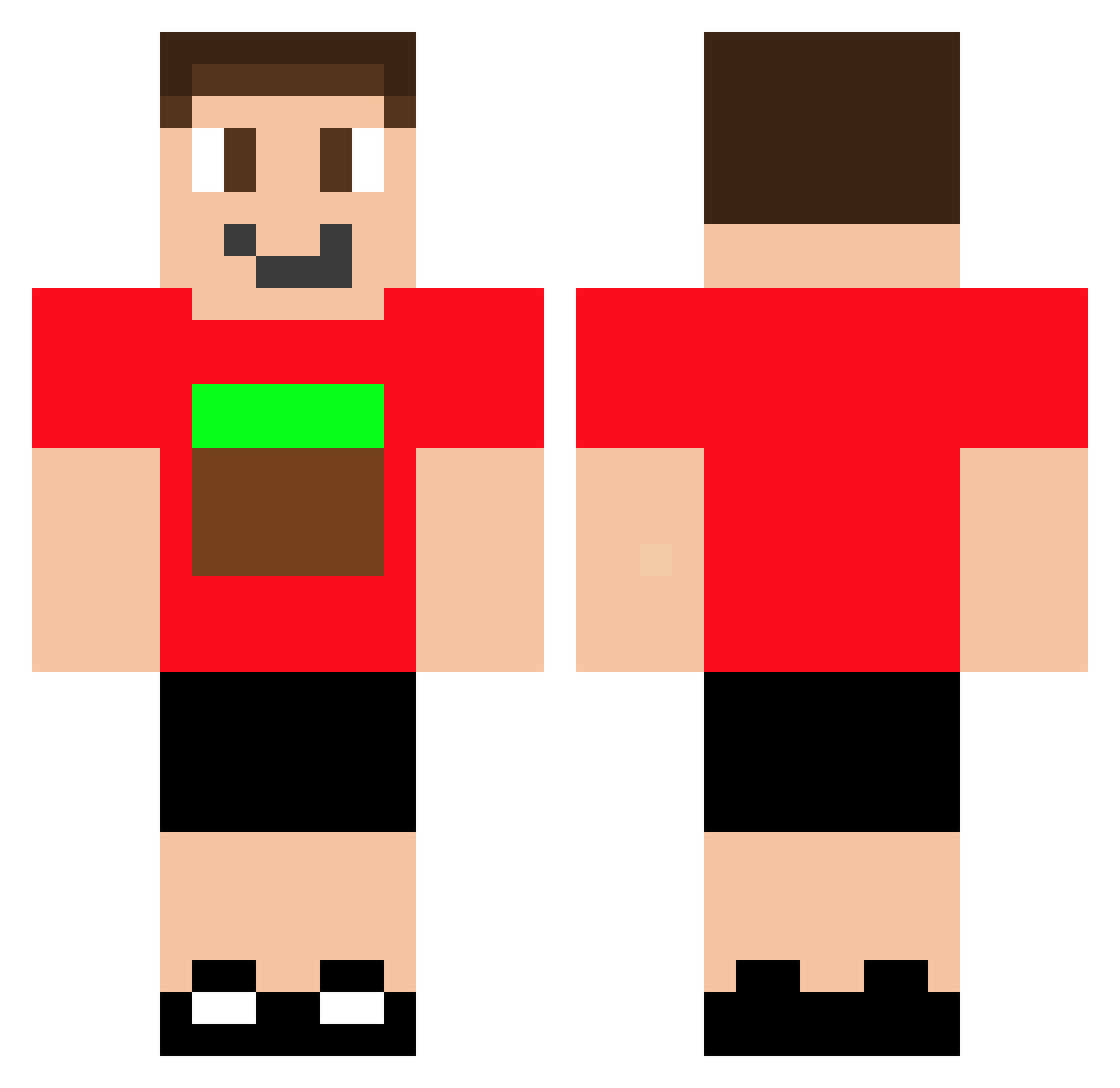 GettyGotty Minecraft skin, front and back view