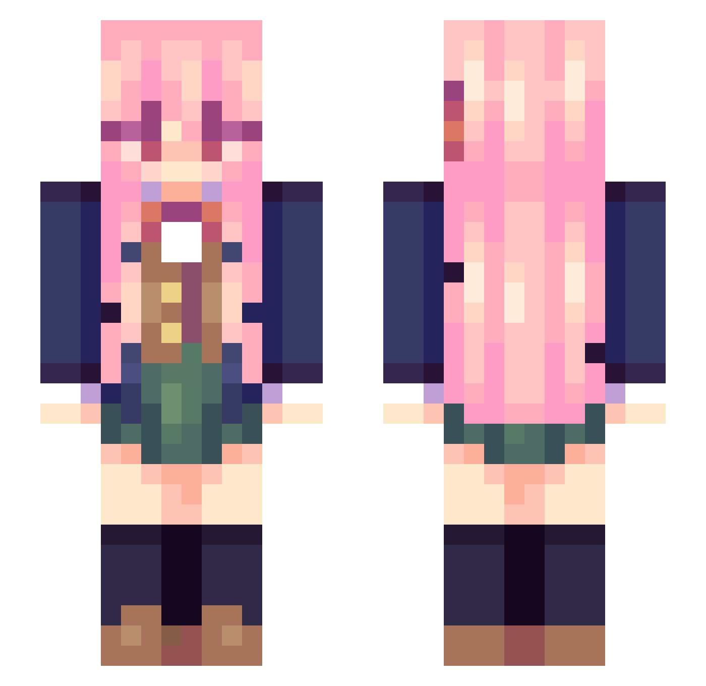 Candiee7 Minecraft skin, front and back view