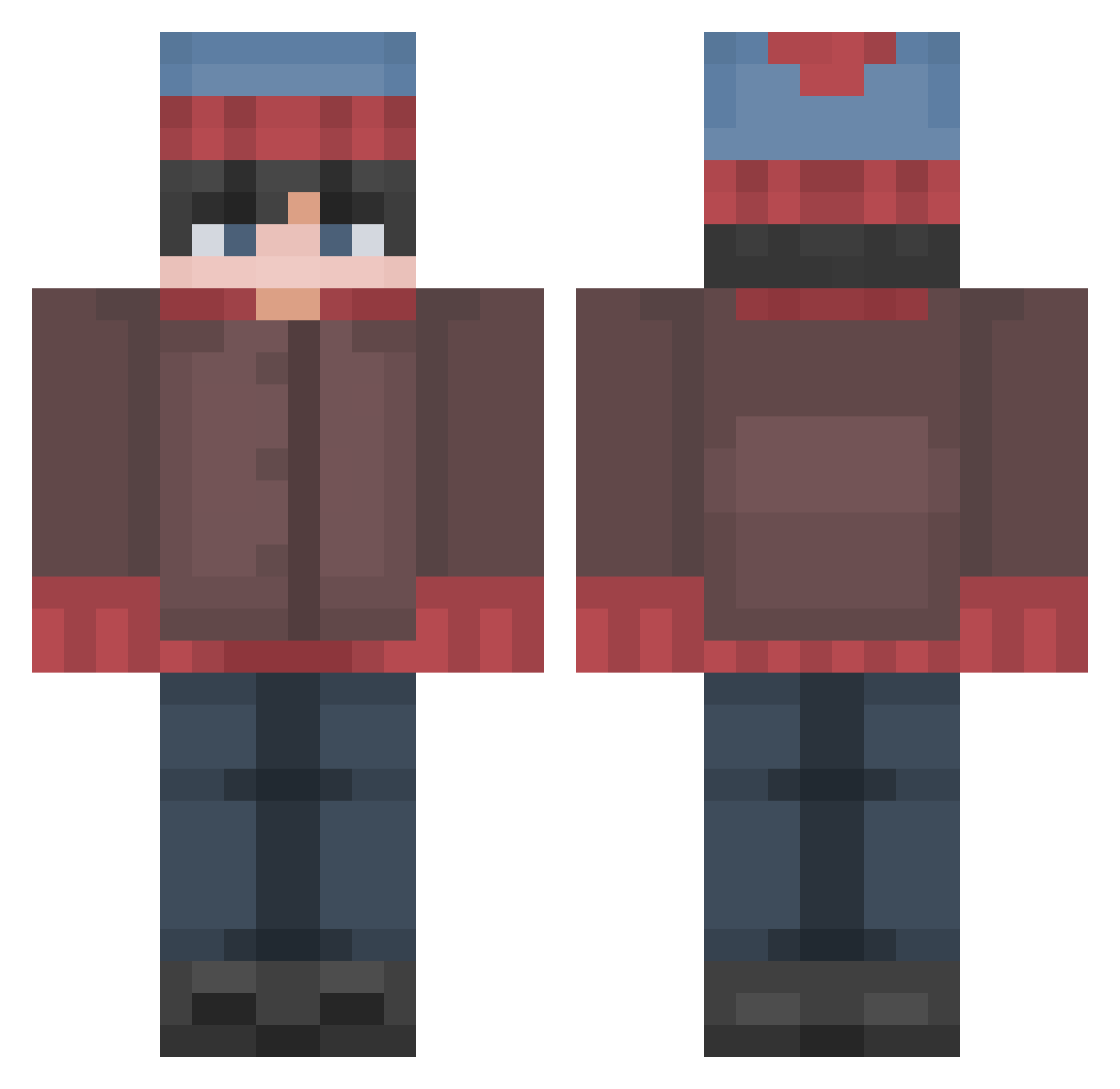 TommyInABox Minecraft skin, front and back view