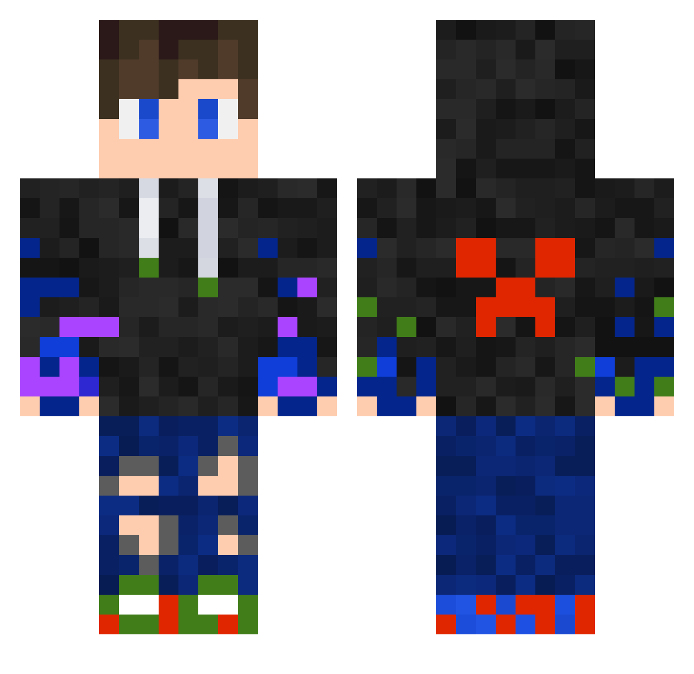 Raylsch Minecraft skin, front and back view