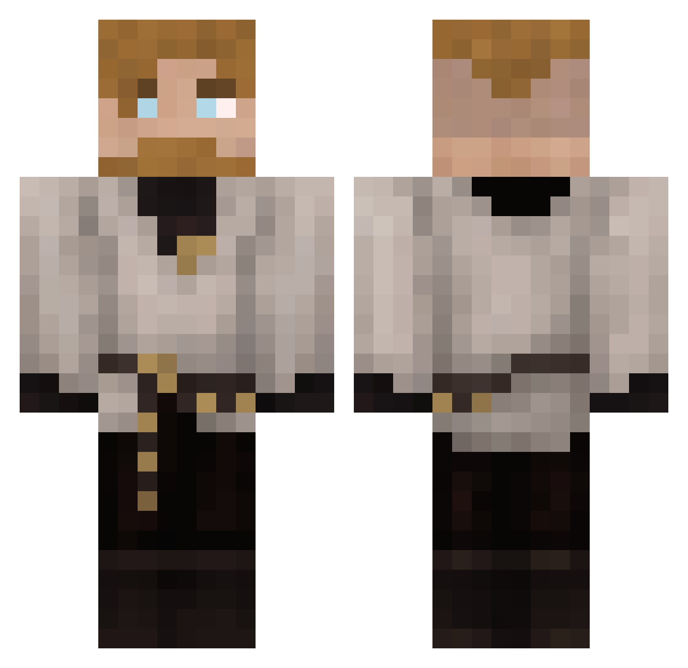 Djeighke Minecraft skin, front and back view