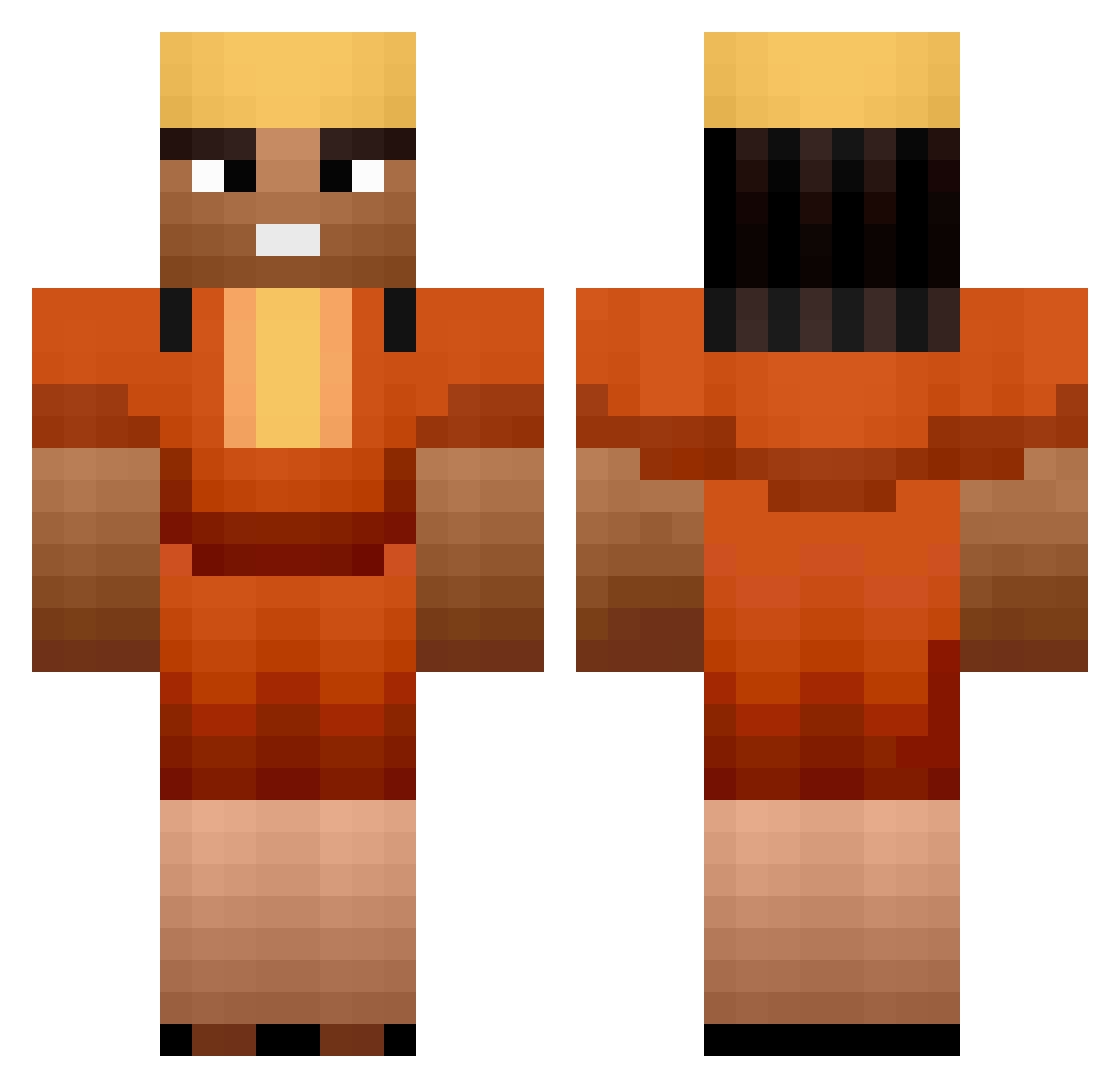 Submind Minecraft skin, front and back view