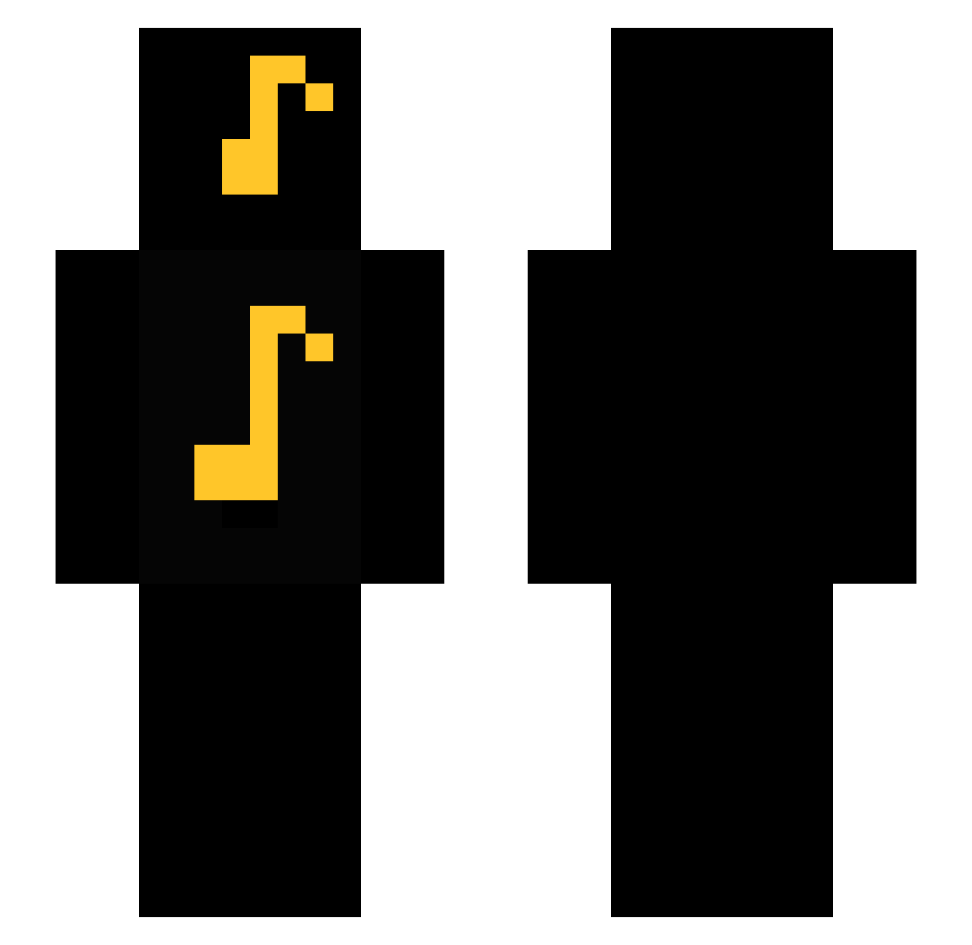 JimiSax Minecraft skin, front and back view