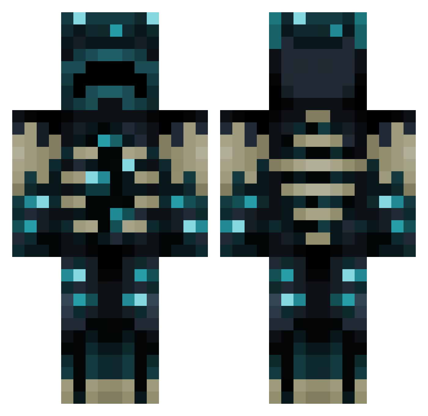 wardenofabexilas Minecraft skin, front and back view