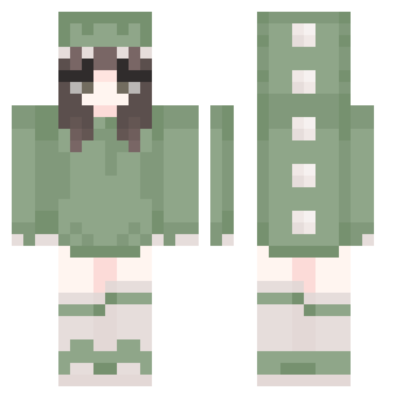 XxbbxgxX Minecraft skin, front and back view