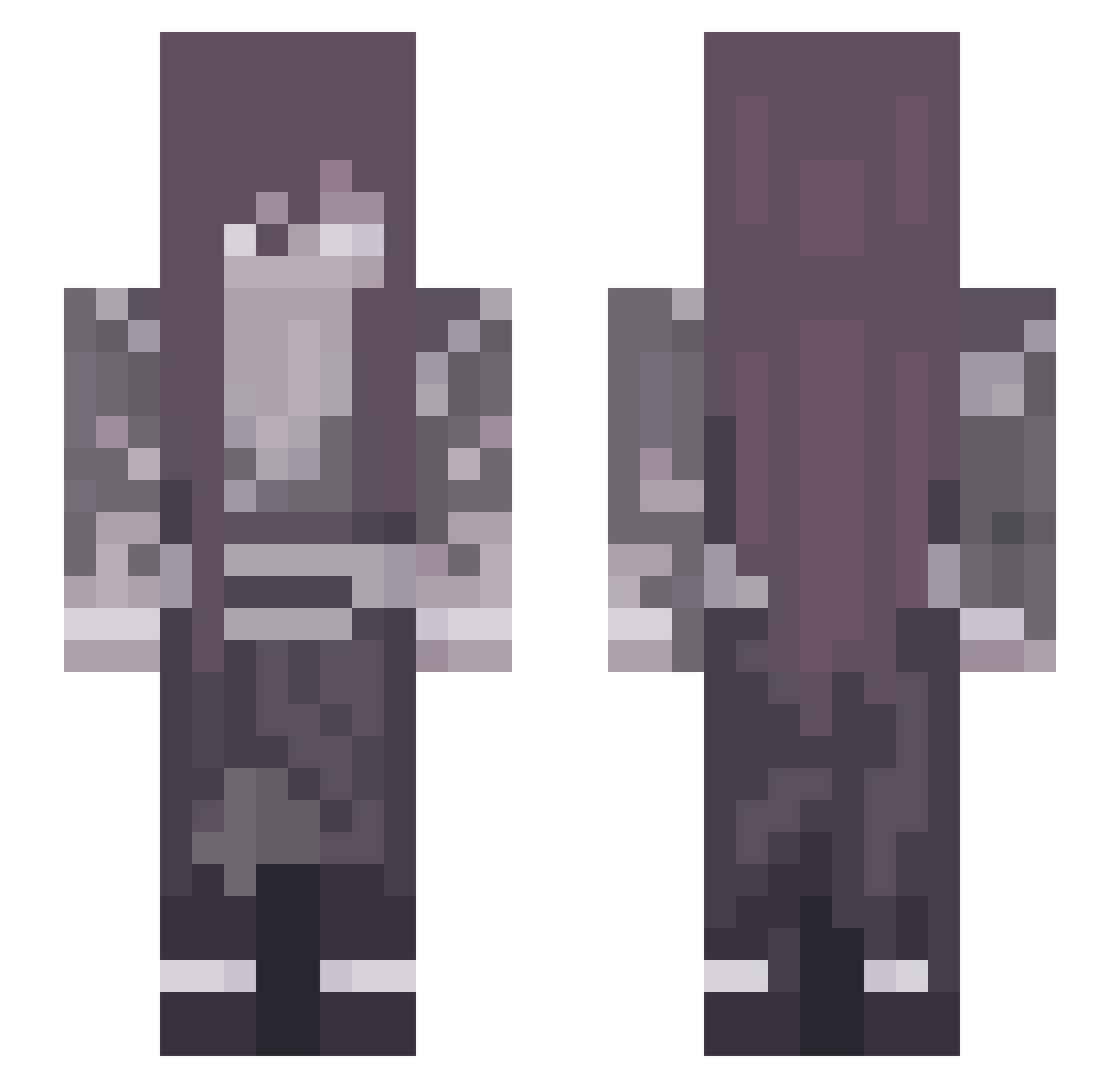 QuietLizord Minecraft skin, front and back view