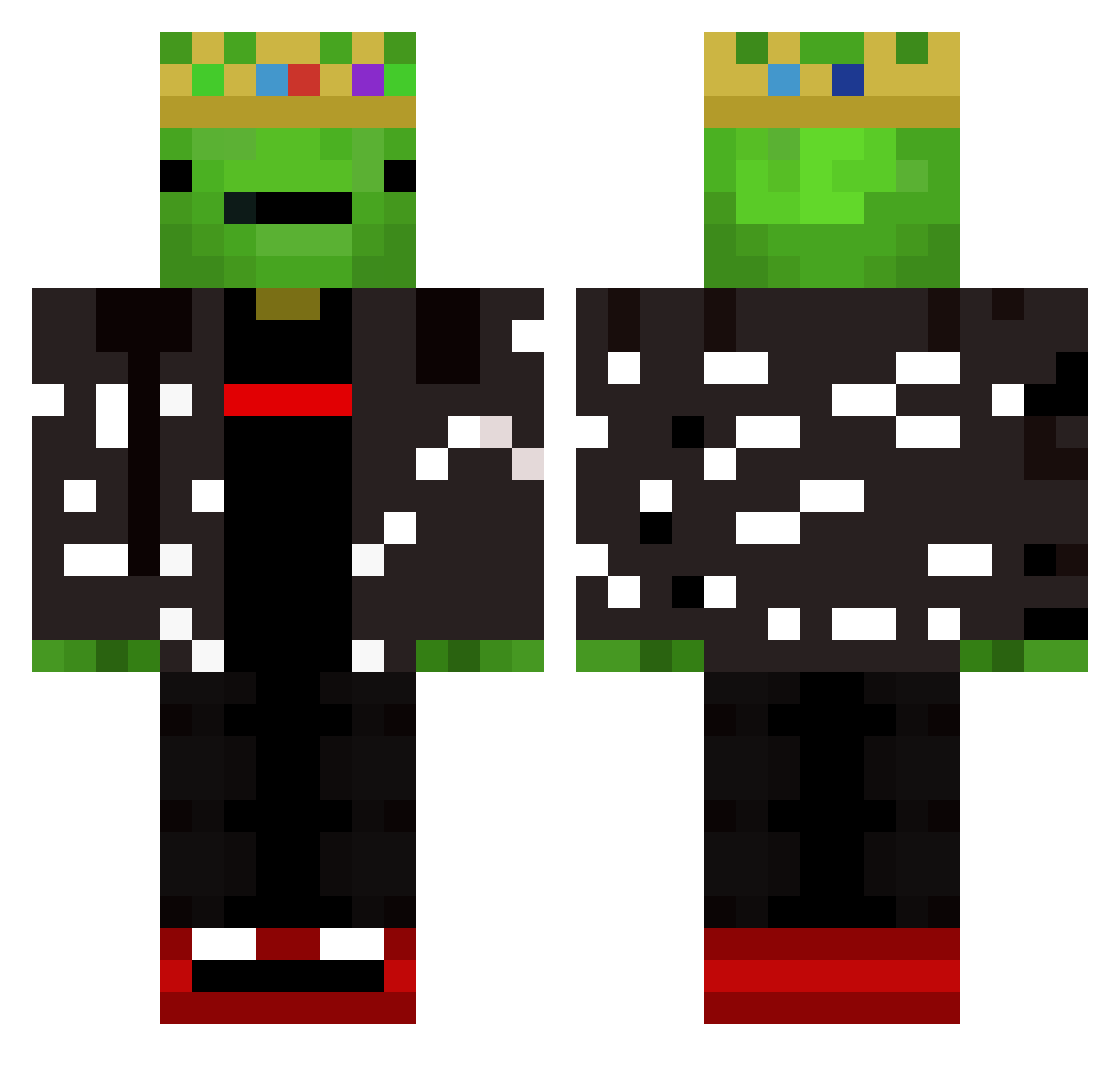 Turtl2Drippy Minecraft skin, front and back view