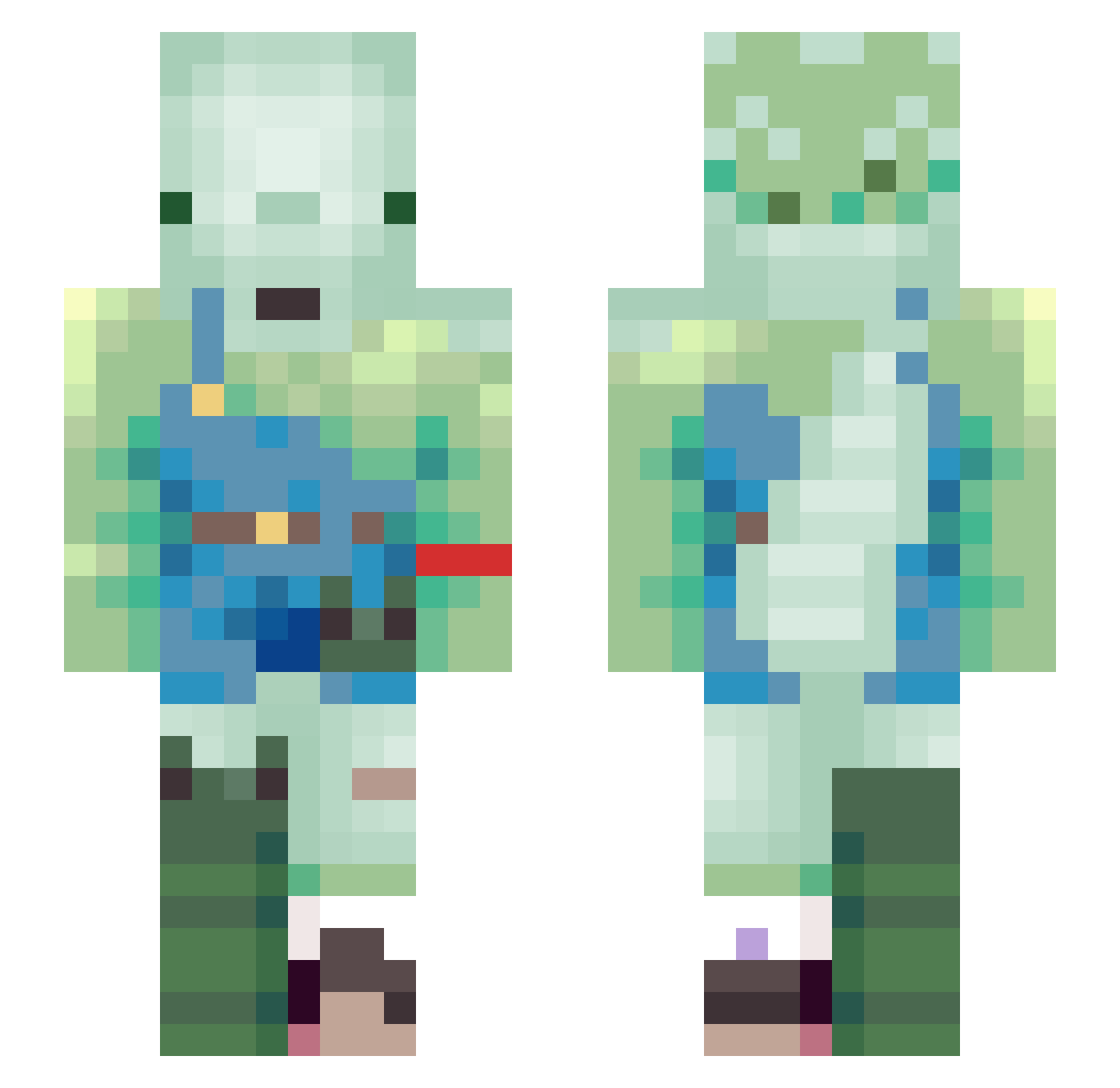 hitbi Minecraft skin, front and back view