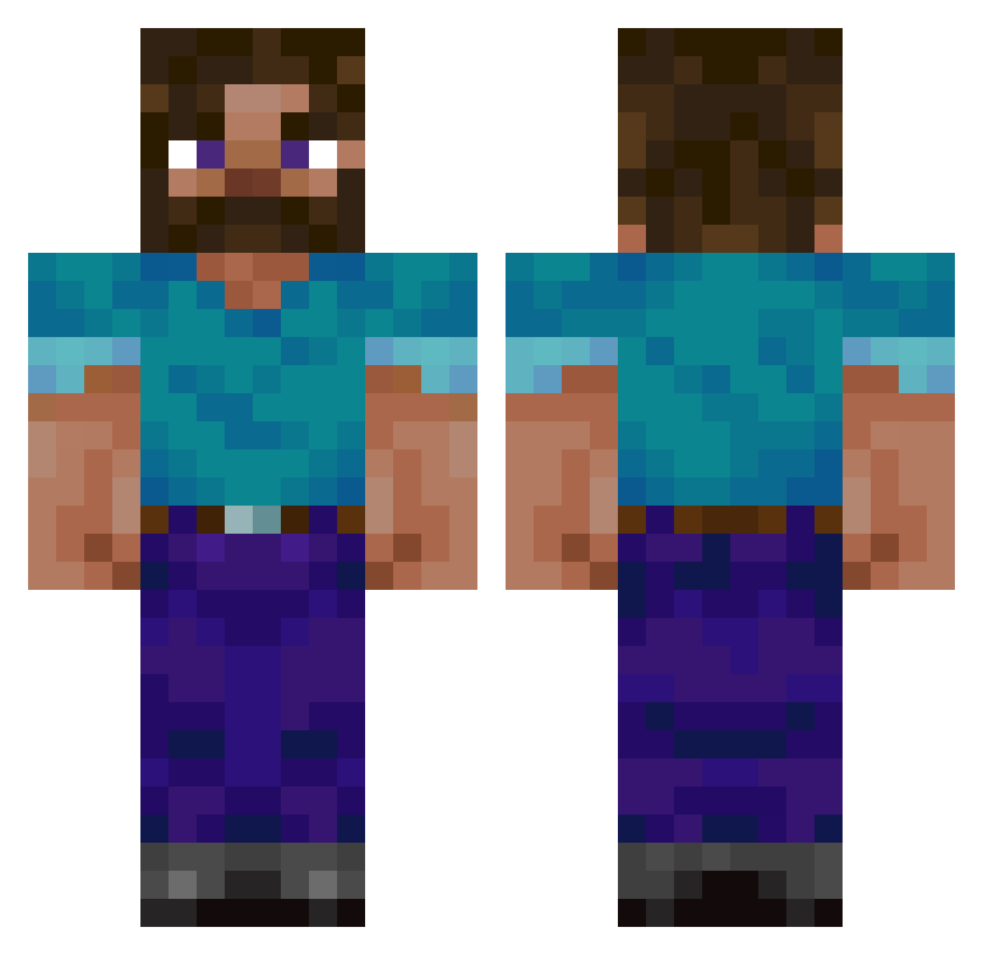 Unitport Minecraft skin, front and back view