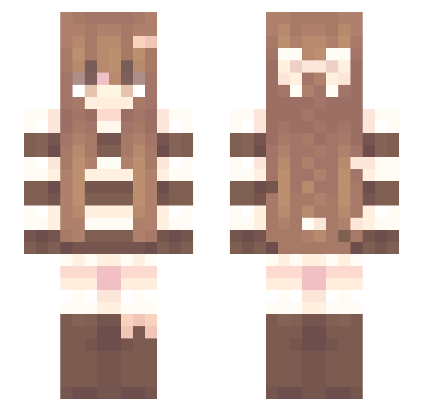 Shooshas Minecraft skin, front and back view