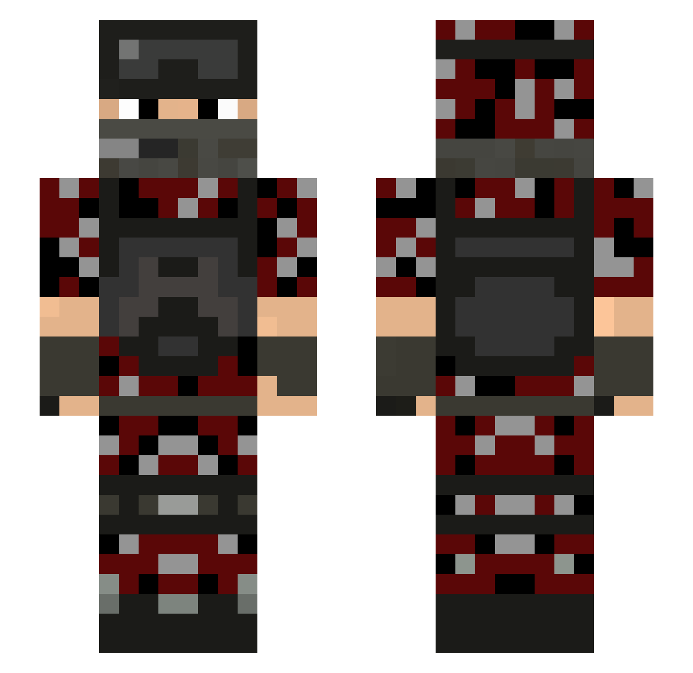 Tupiks Minecraft skin, front and back view