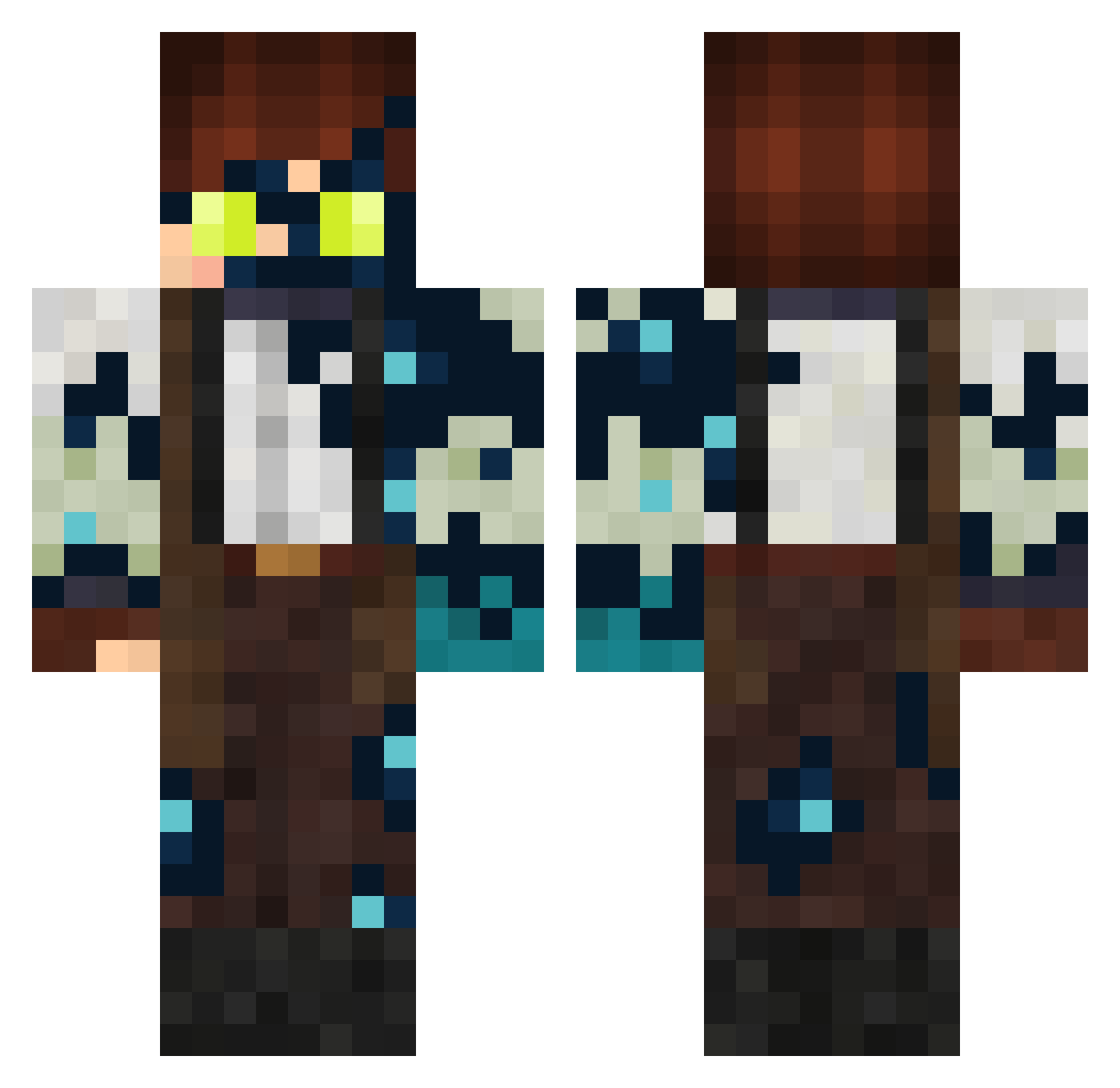 Robosztikus Minecraft skin, front and back view