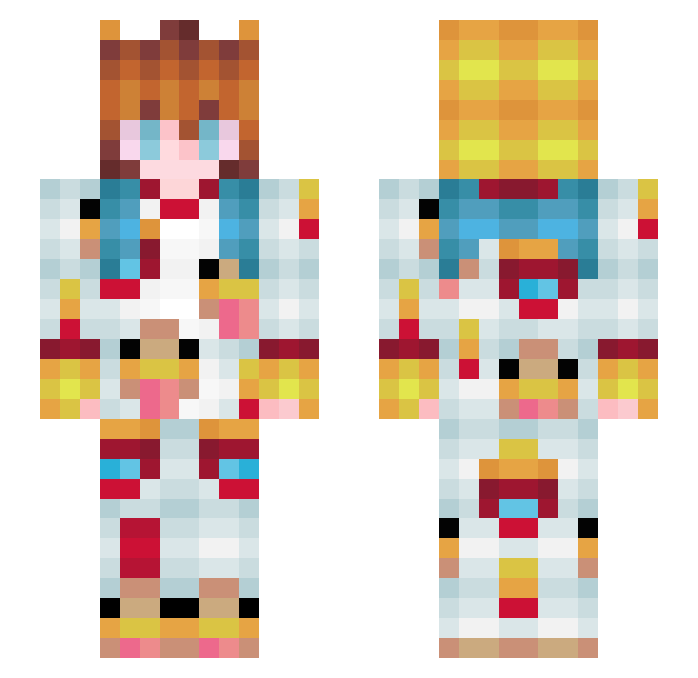 mishokq Minecraft skin, front and back view