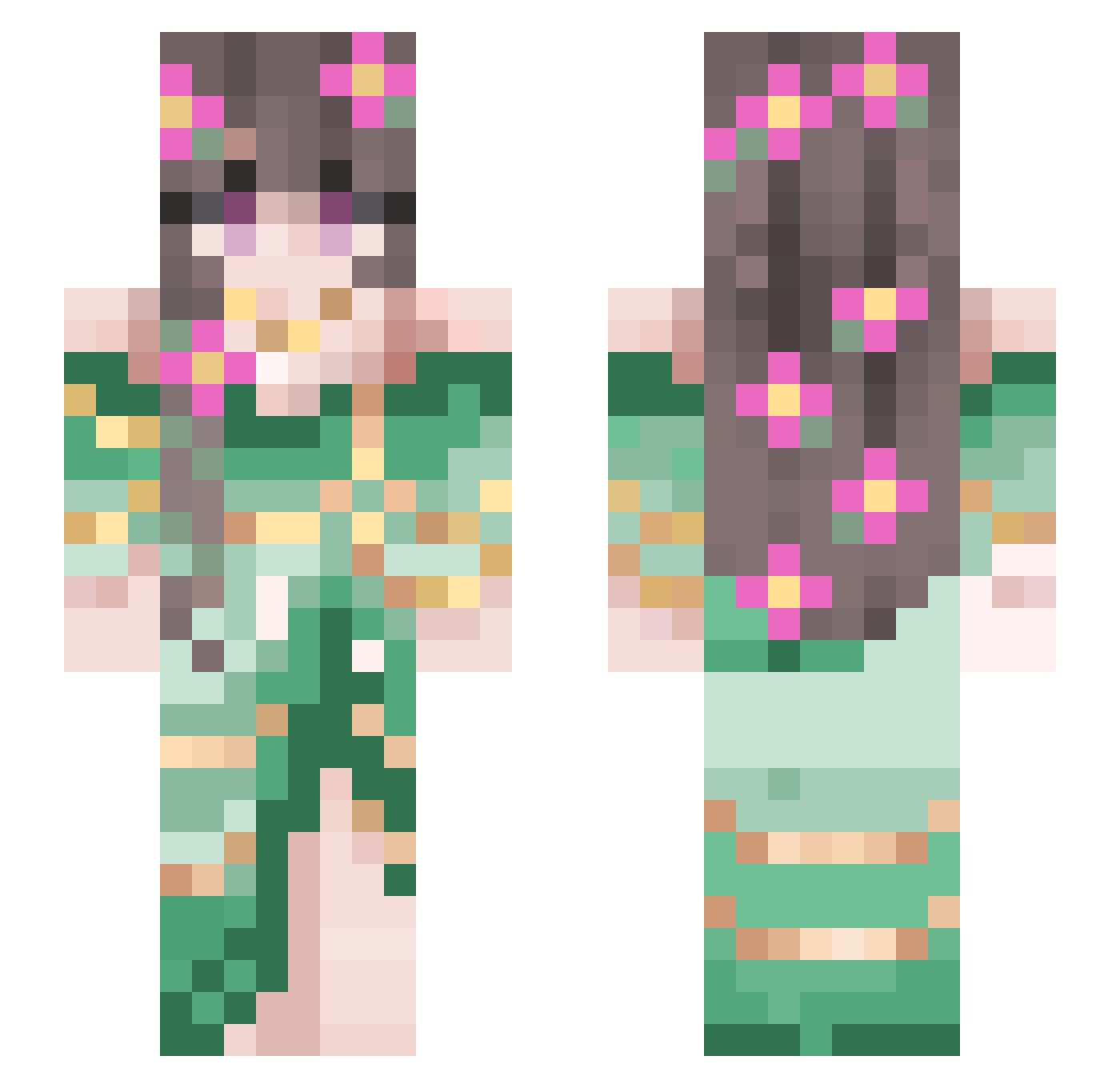 shiningfall Minecraft skin, front and back view