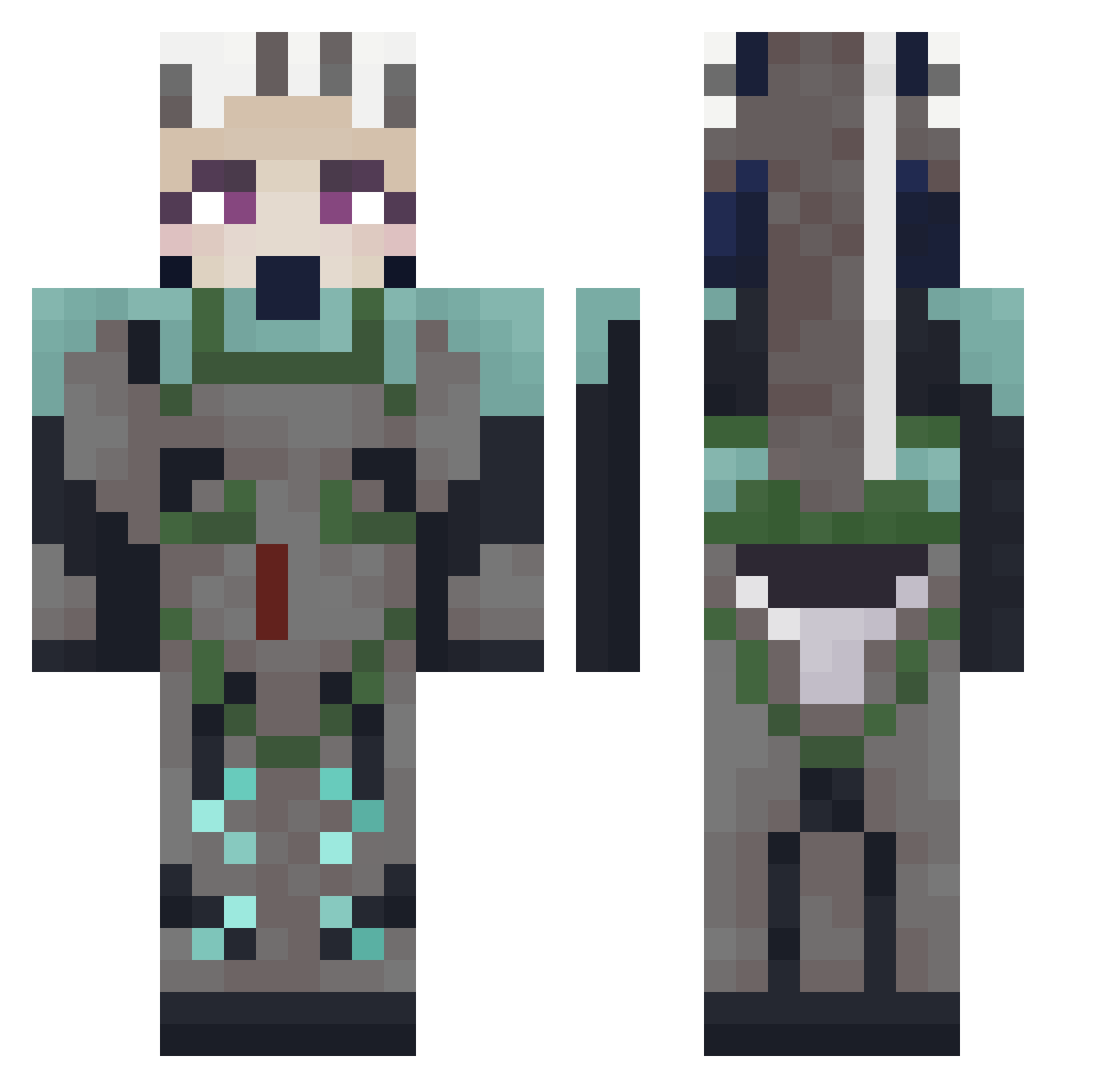LoknessMonster Minecraft skin, front and back view