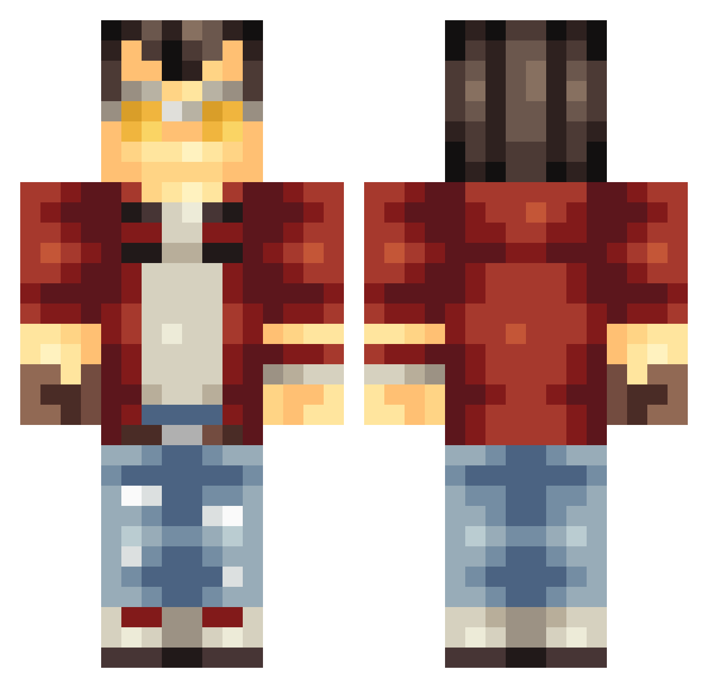 nichis35 Minecraft skin, front and back view