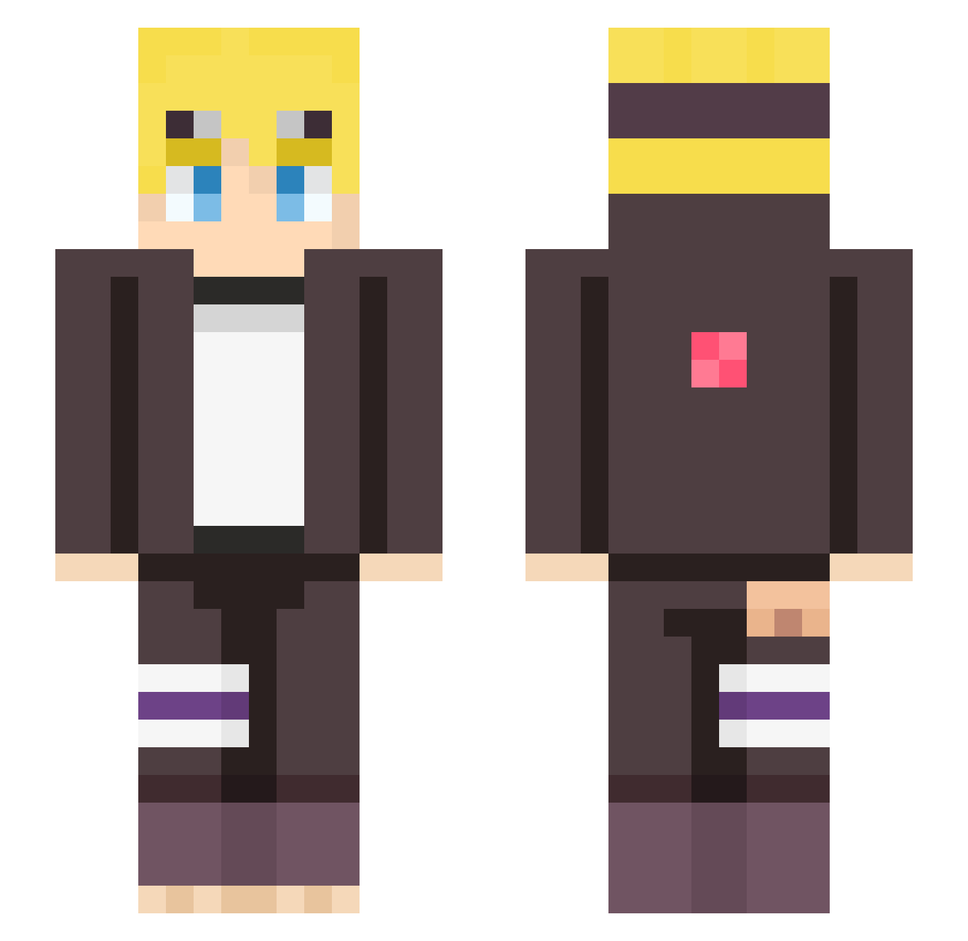 AdiOG Minecraft skin, front and back view