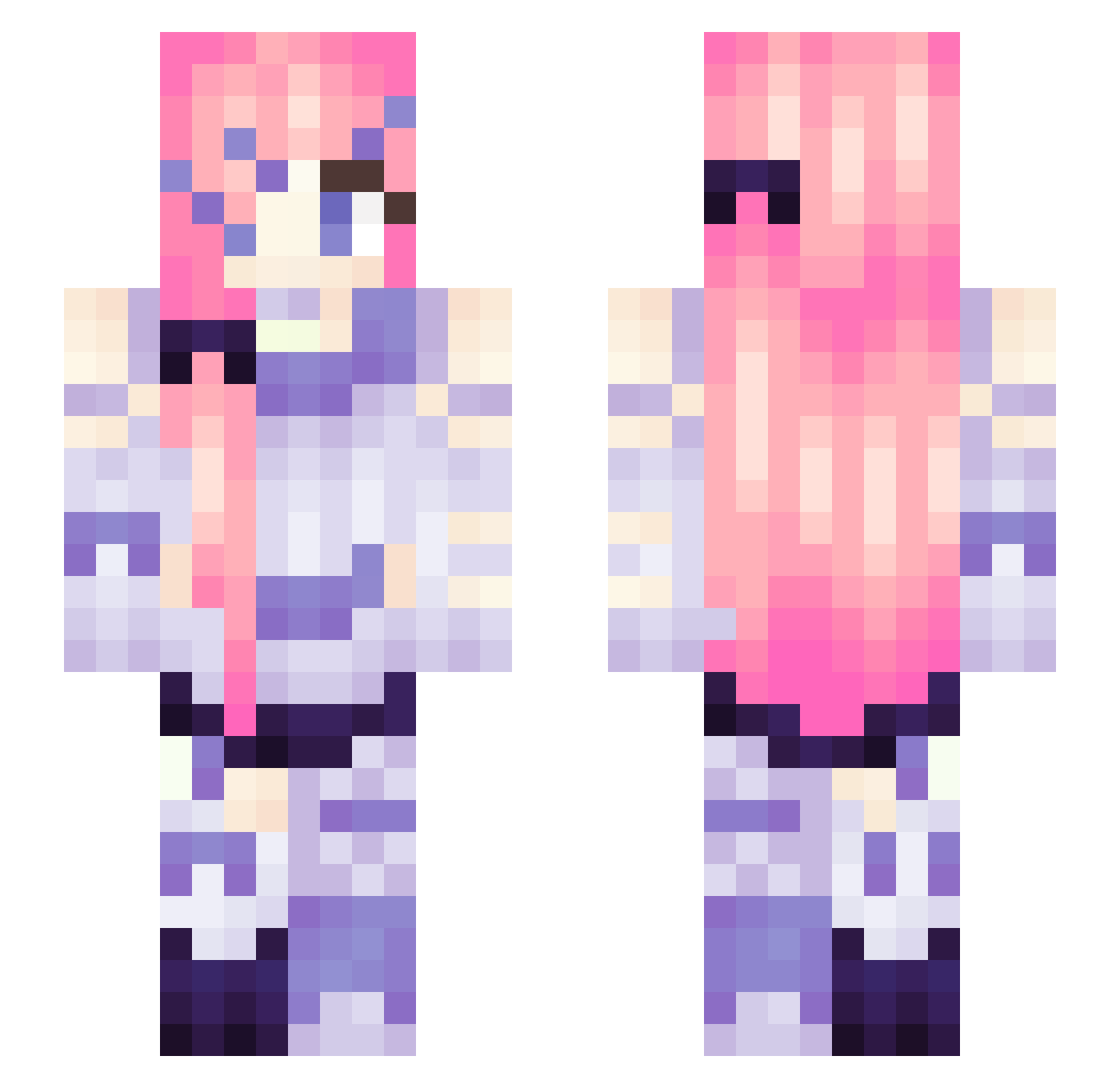 Heidi Minecraft skin, front and back view