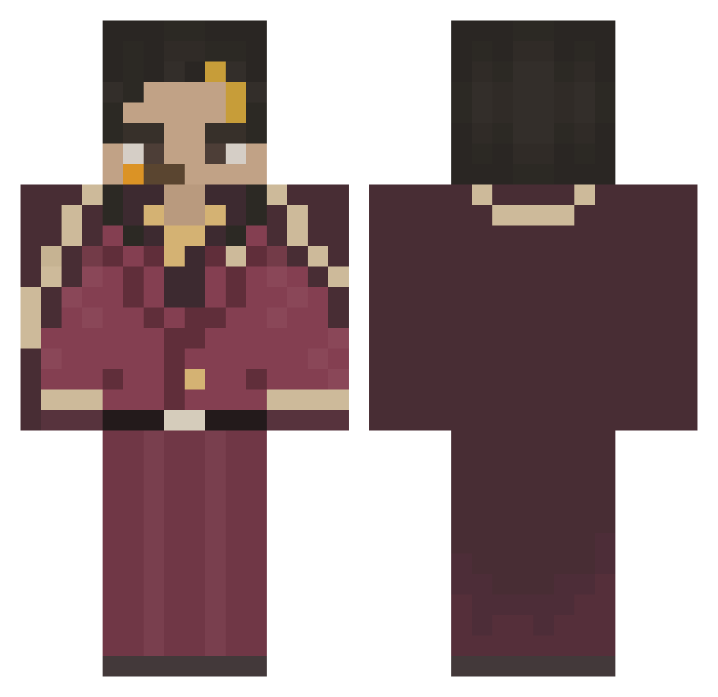 AceTheMonkey77 Minecraft skin, front and back view