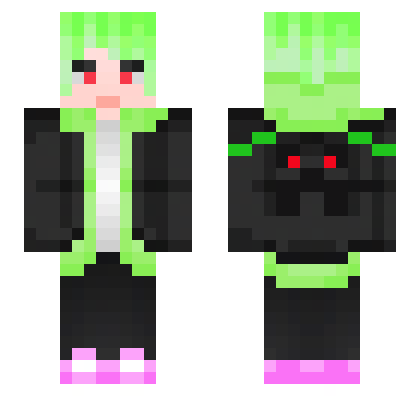 VkPlaz Minecraft skin, front and back view