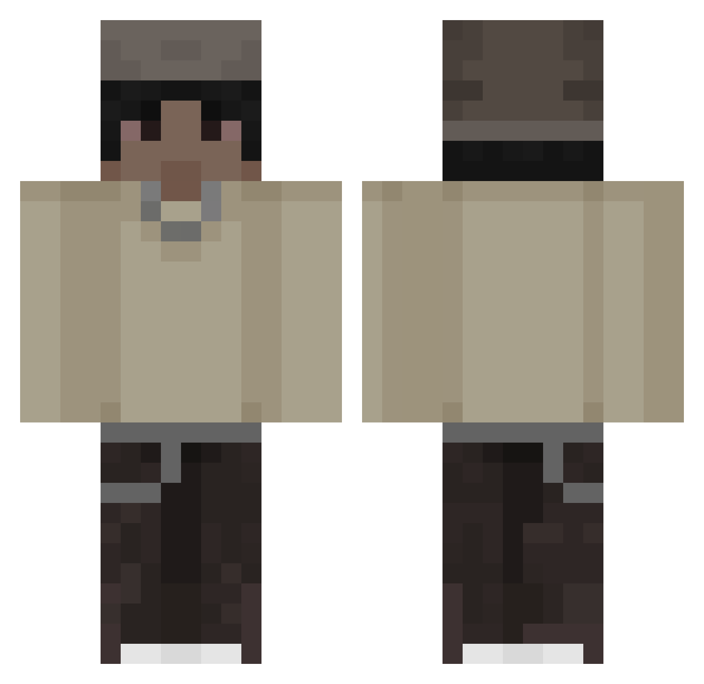 soulpy Minecraft skin, front and back view