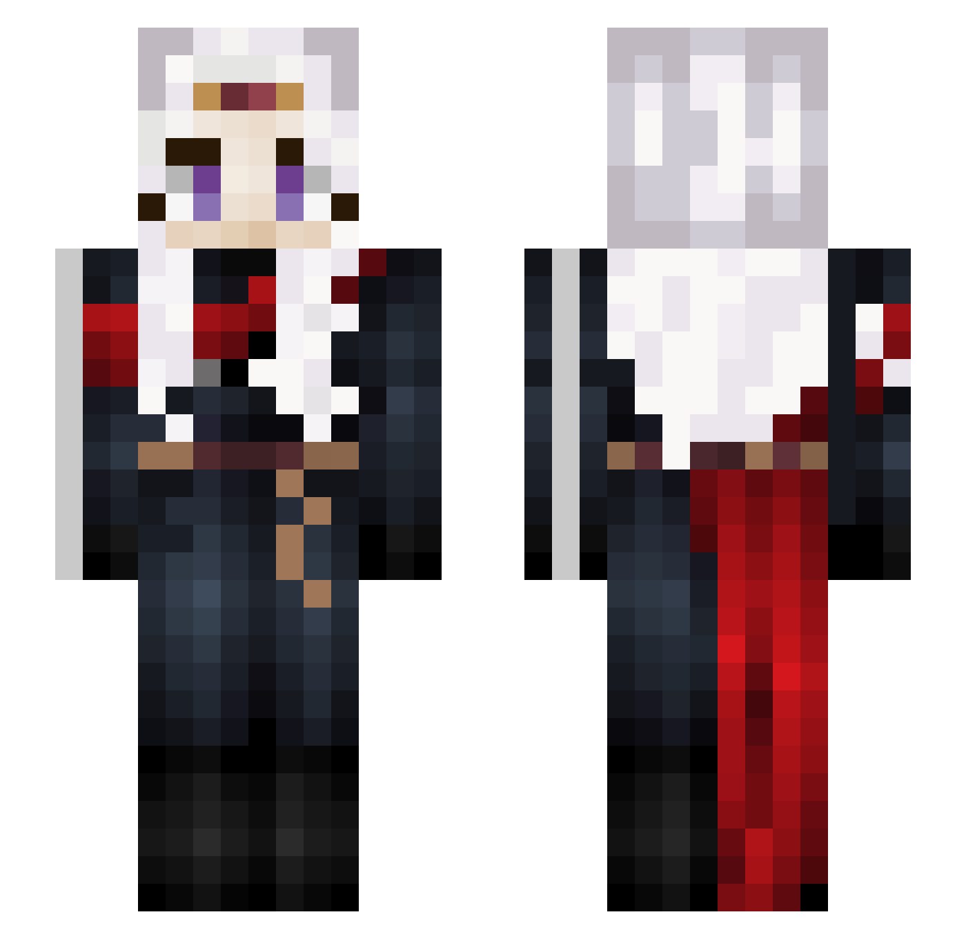 Shrived Minecraft skin, front and back view