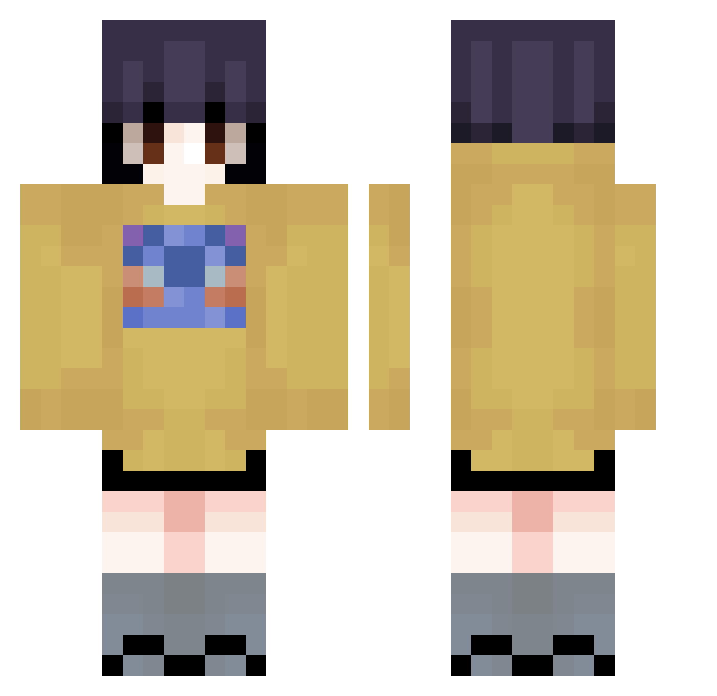 Quiet_But_Mouthy Minecraft skin, front and back view