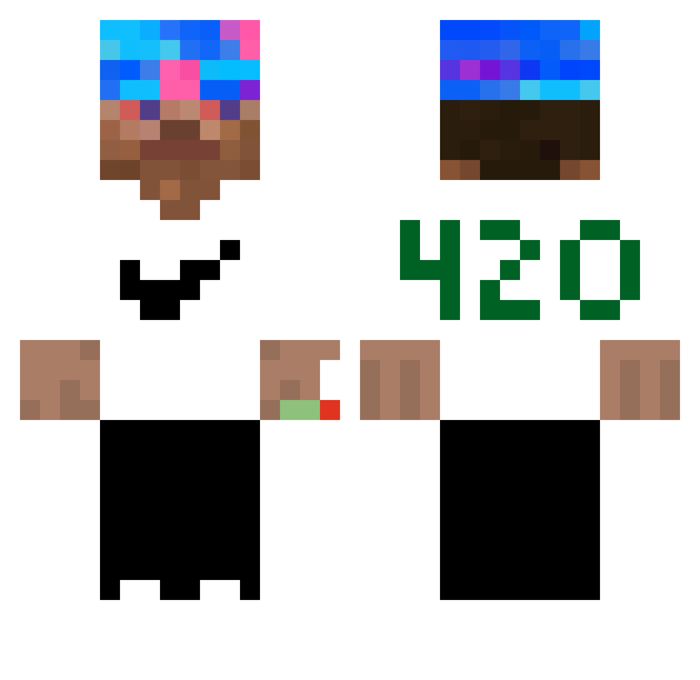 00090099756442 Minecraft skin, front and back view