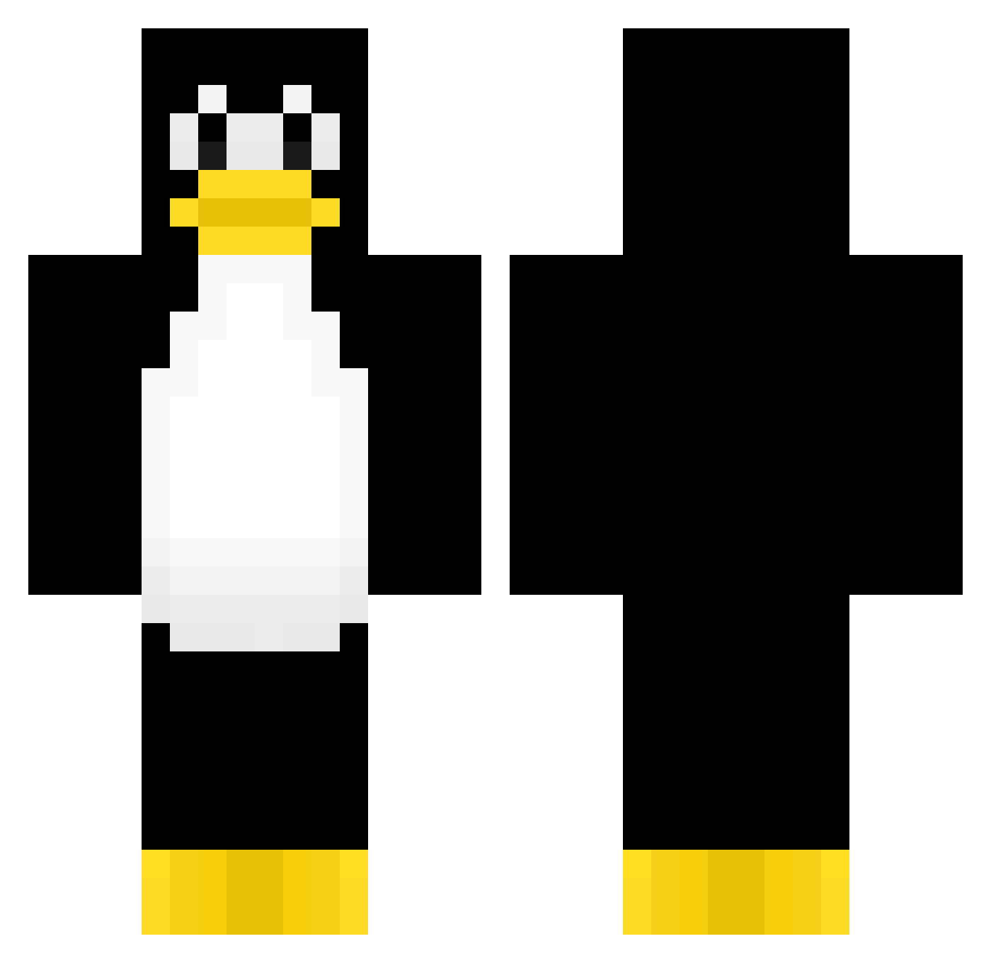 LinuxShell Minecraft skin, front and back view